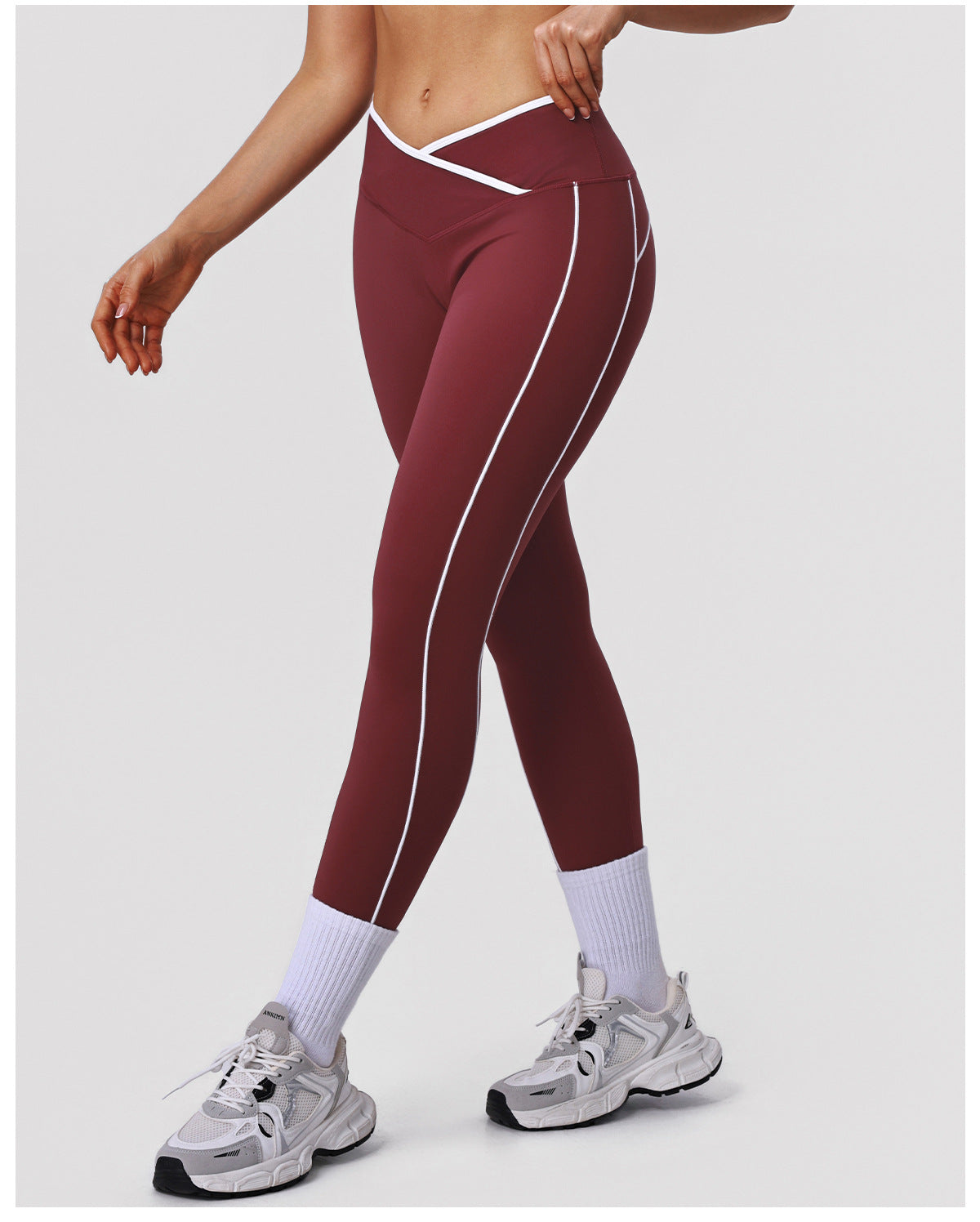 Contrast Color Cross High Top Sports Leggings Peach Hip Raise Yoga Ninth Pants Outdoor Workout Clothes Women