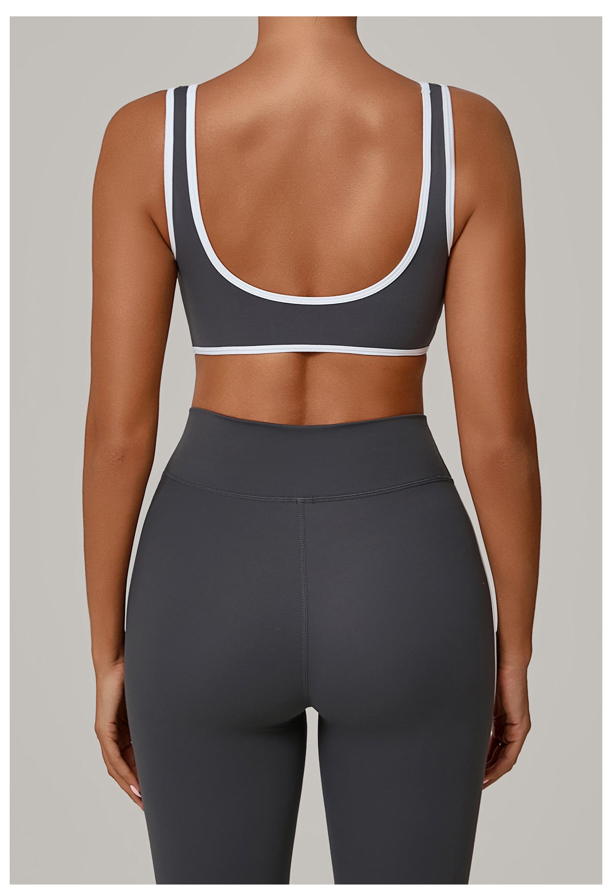 Autumn Sand Contrast Color Wide Shoulder Strap Sports Underwear Shockproof Women One Piece Yoga Bra Outdoor Workout Clothes