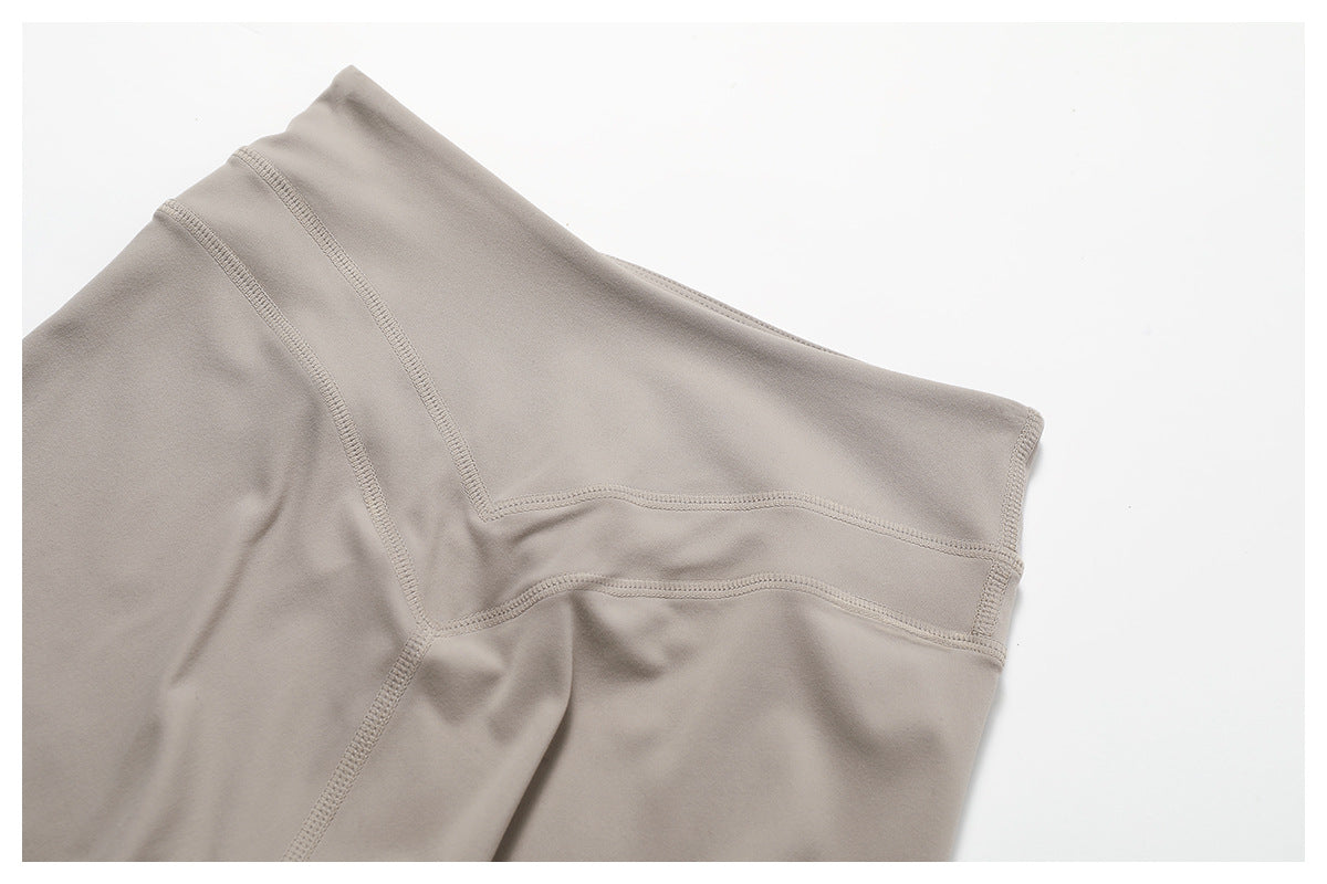 Sollinarry Brushed Tight Yoga Shorts Stretch High Waist Peach Hip Lifting Running Workout Shorts