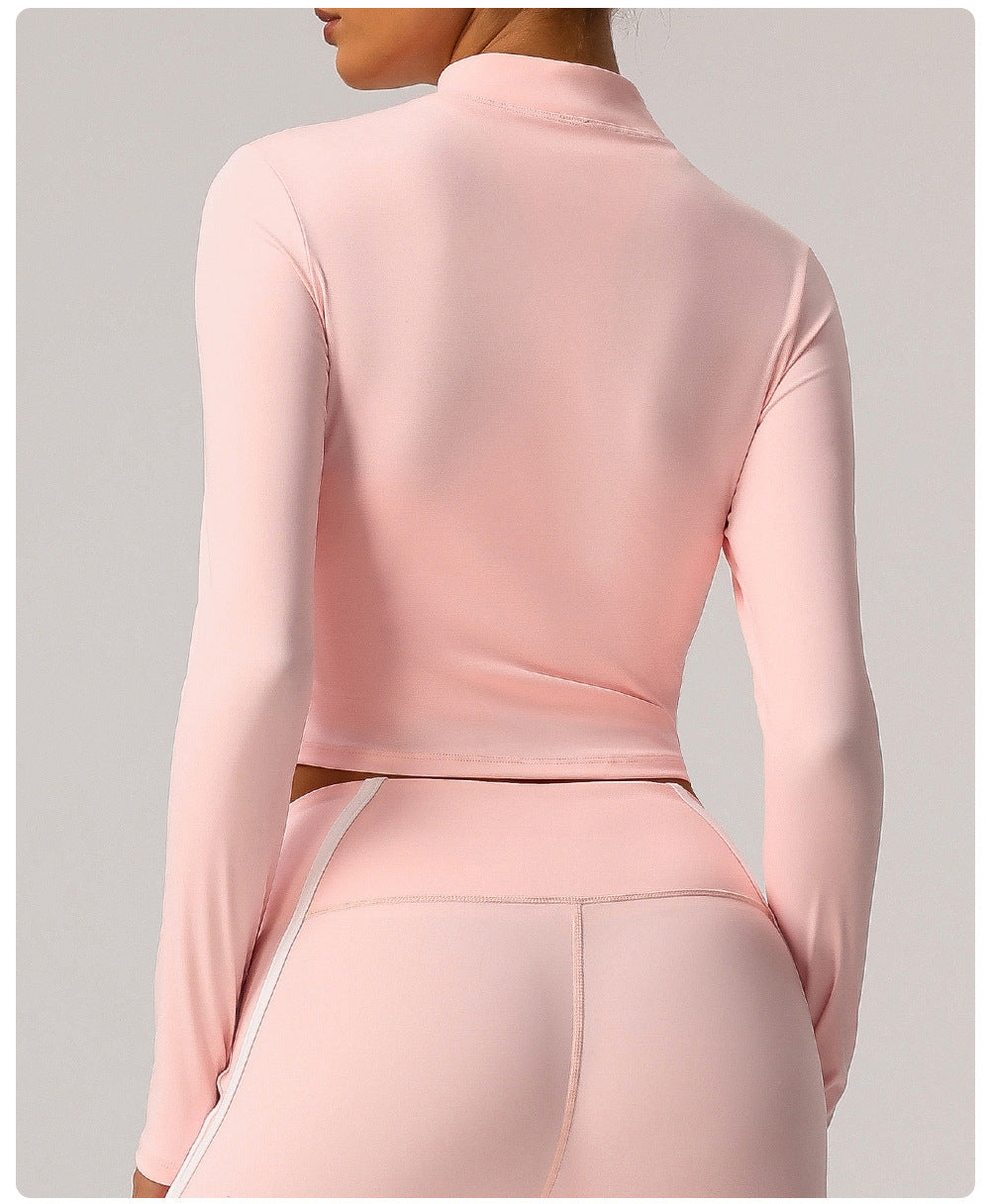 Small Stand Collar Yoga Clothes Women Slim Jacket Windproof Zipper Top Pocket Sports Running Tight Jacket