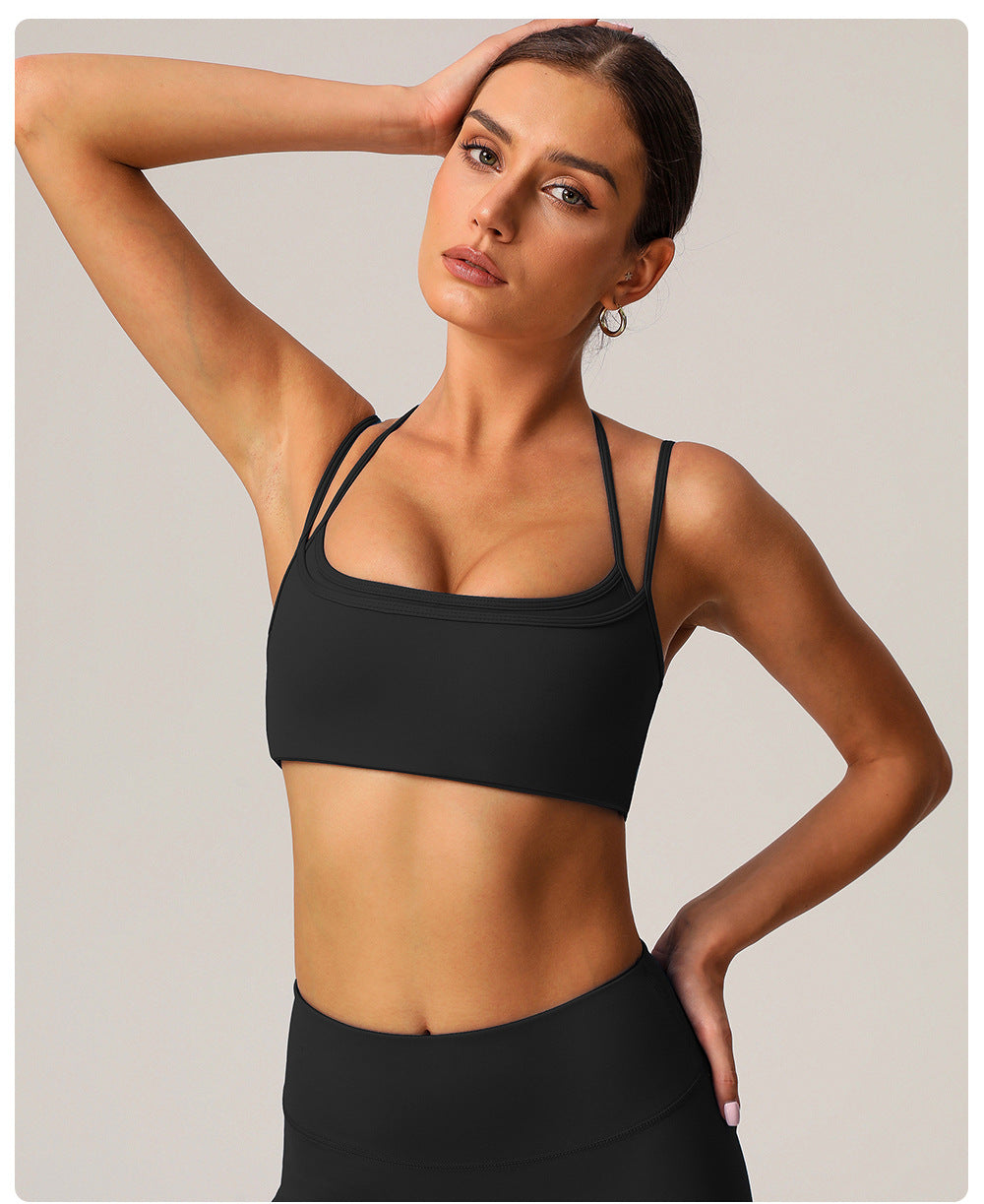 Push up Beauty Back Nude Feel Yoga Bra Women Quick Drying Sports High Elastic Thin Strap Halter Fitness Running Underwear