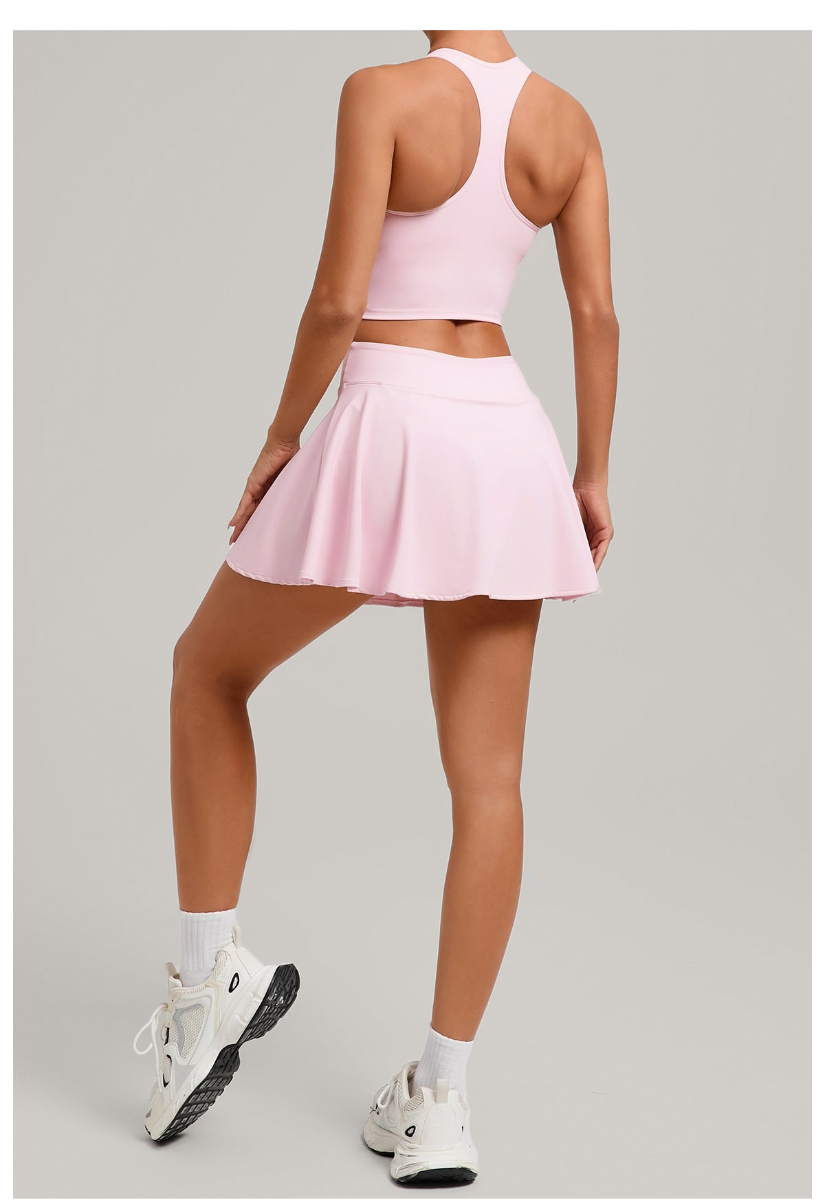 Tennis Sports Vest Short Skirt Two Piece Tight High Waist Anti Exposure All Match Fitness Tennis Skirt Set for Women