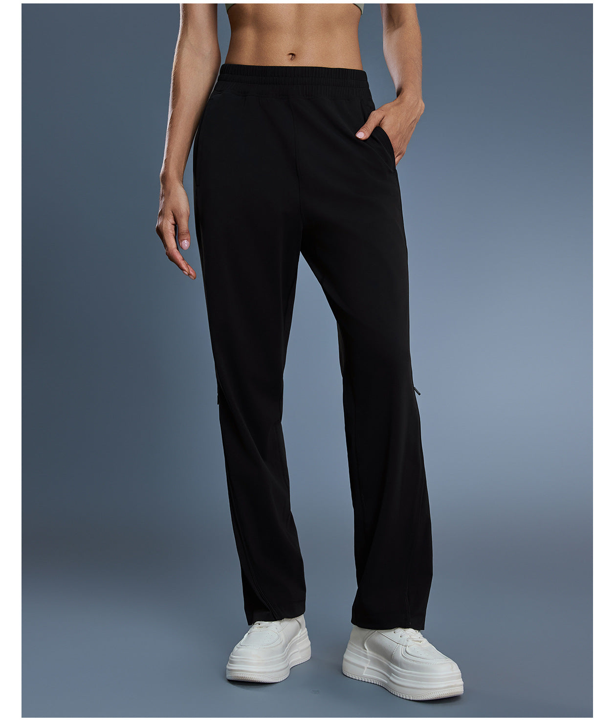 Casual Sports Pants Women Solid Color All Matching Thin Breathable Zipper Trousers Two Way Wear Workout Running Pants