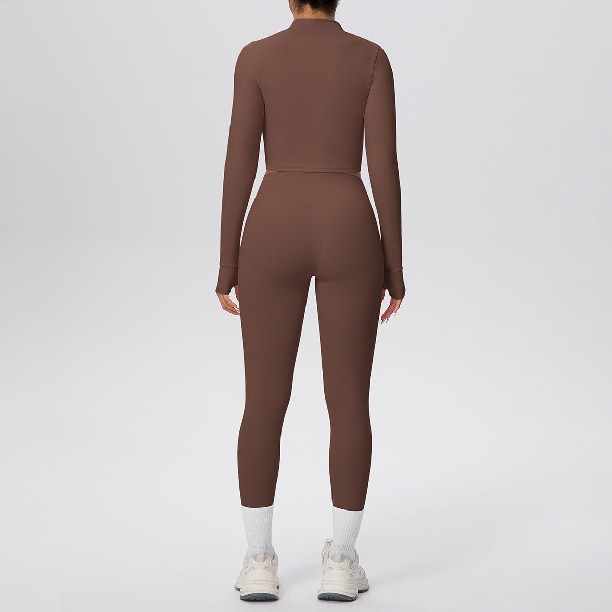 Solid Color Zip Long Sleeve Coat H Shaped Beauty Back Vest Slim Fit Yoga Pants Workout Clothes Yoga Three Piece Set