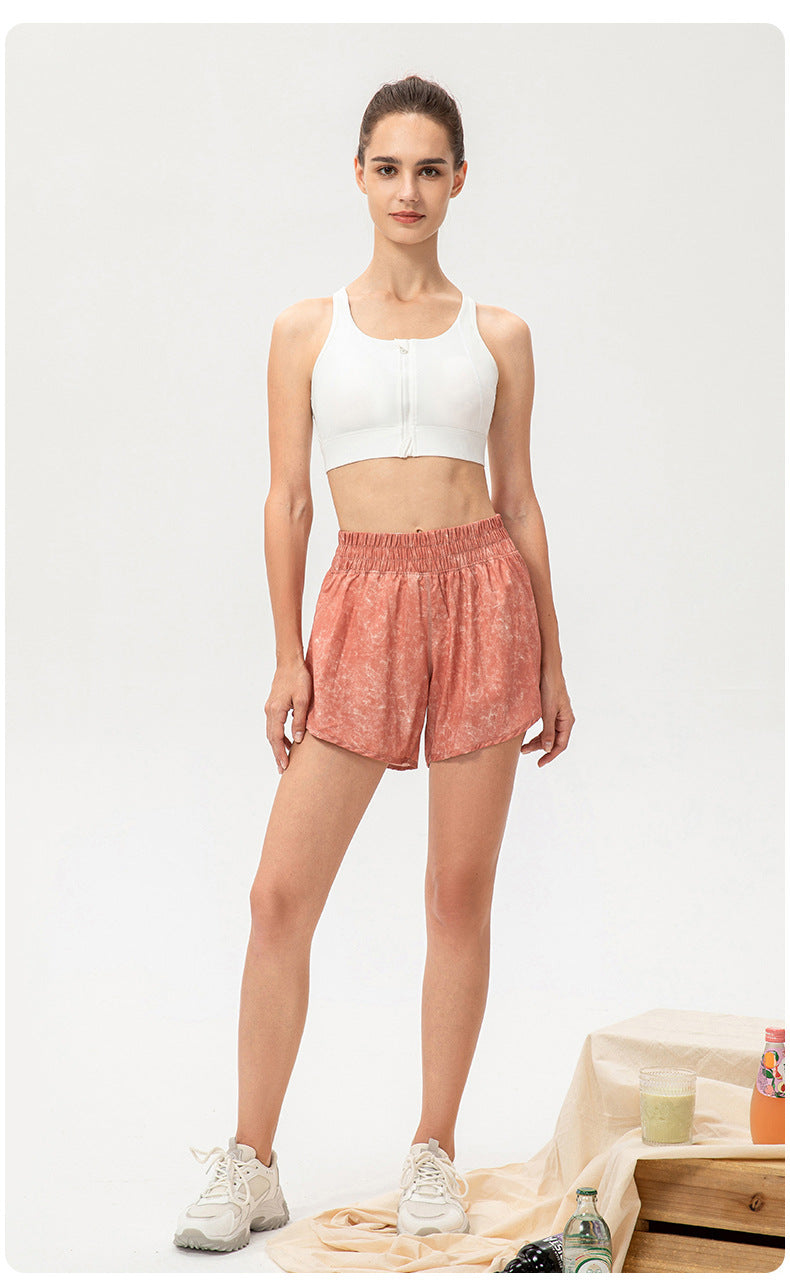 Women Loose Breathable Running Exercise Shorts Faux Two Piece Anti Exposure Lining Quick Drying Yoga Fitness Shorts