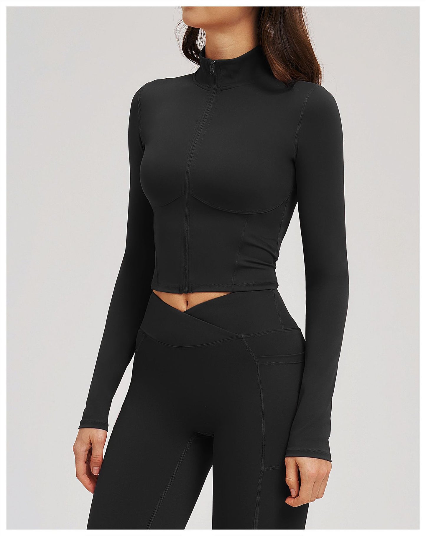 Nude Feel Yoga Jacket Stand Collar Zipper Skinny Jacket Outdoor Running Sports Casual Top