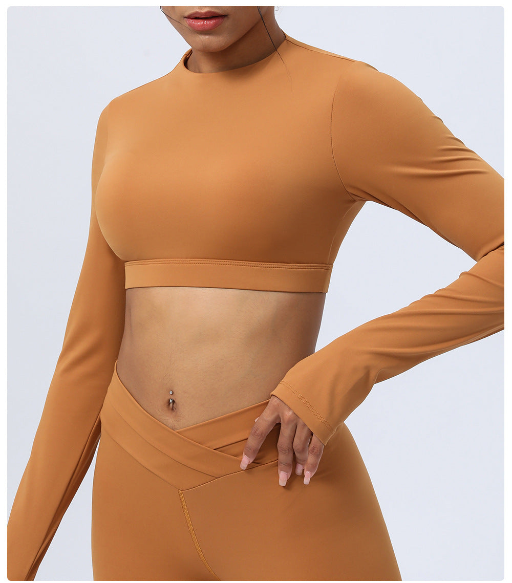 Hollow Out Cutout Out Beauty Back Yoga Clothing Top Long Sleeves Cropped Sports T Shirt Tight Workout Clothes Top Women