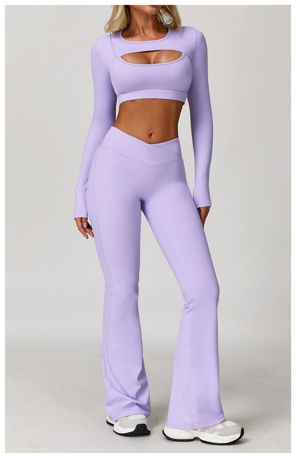 Sollinarry Nude Feel Tight Yoga Long Sleeve Shockproof Sports Hollow Out Cutout T shirt Running Workout Yoga Top