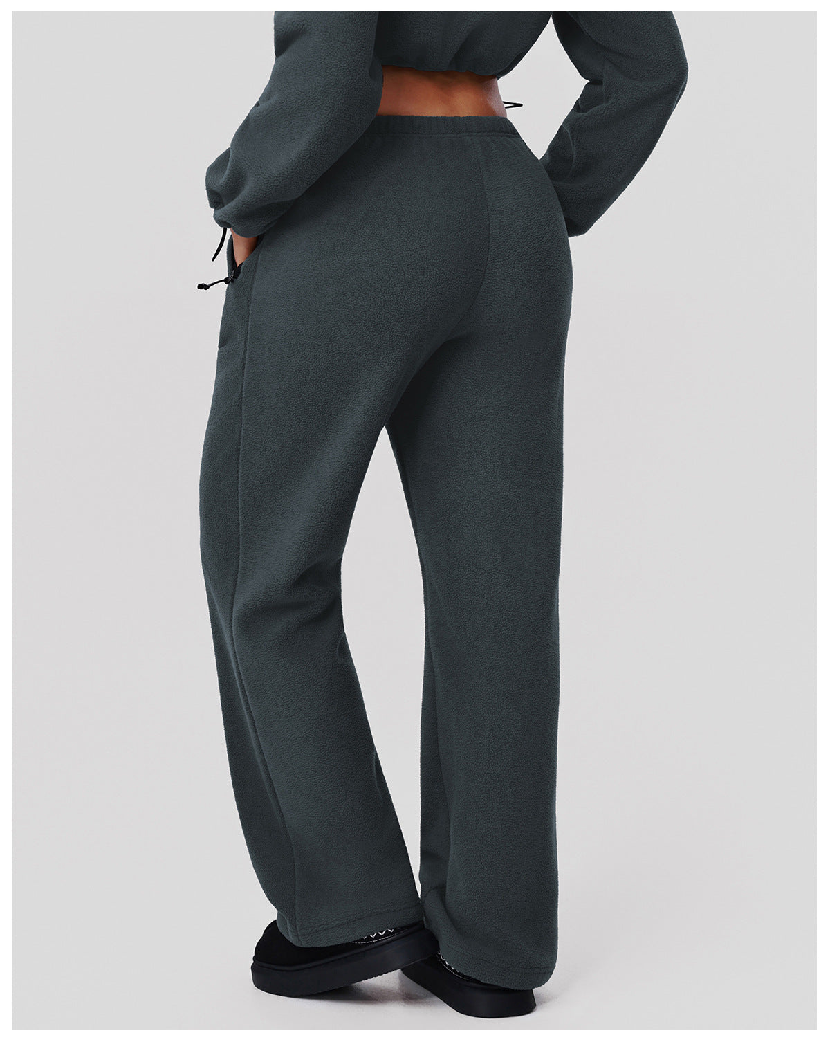 Autumn Winter High Waist Warm Sweatpants Wide Leg Slimming Straight Loose Trousers Women's Outdoor Running Casual Track Sweatpants