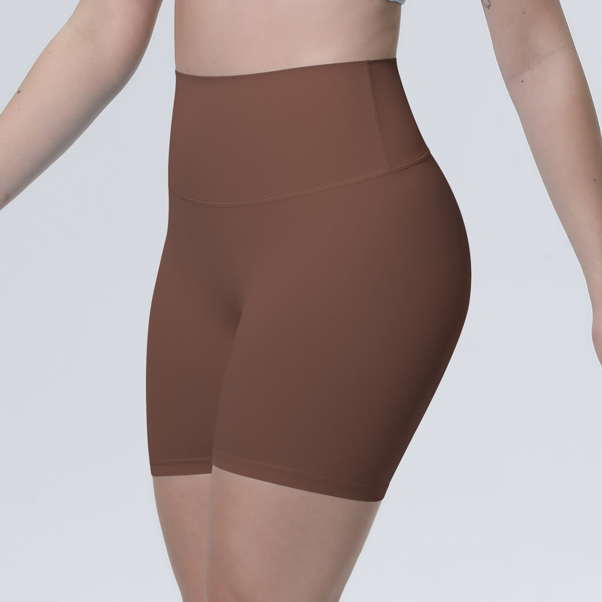 Nude Feel Yoga Pants Women High Waist Breathable Belly Contracting Fitness Shorts Peach Hip Tight Exercise Shorts