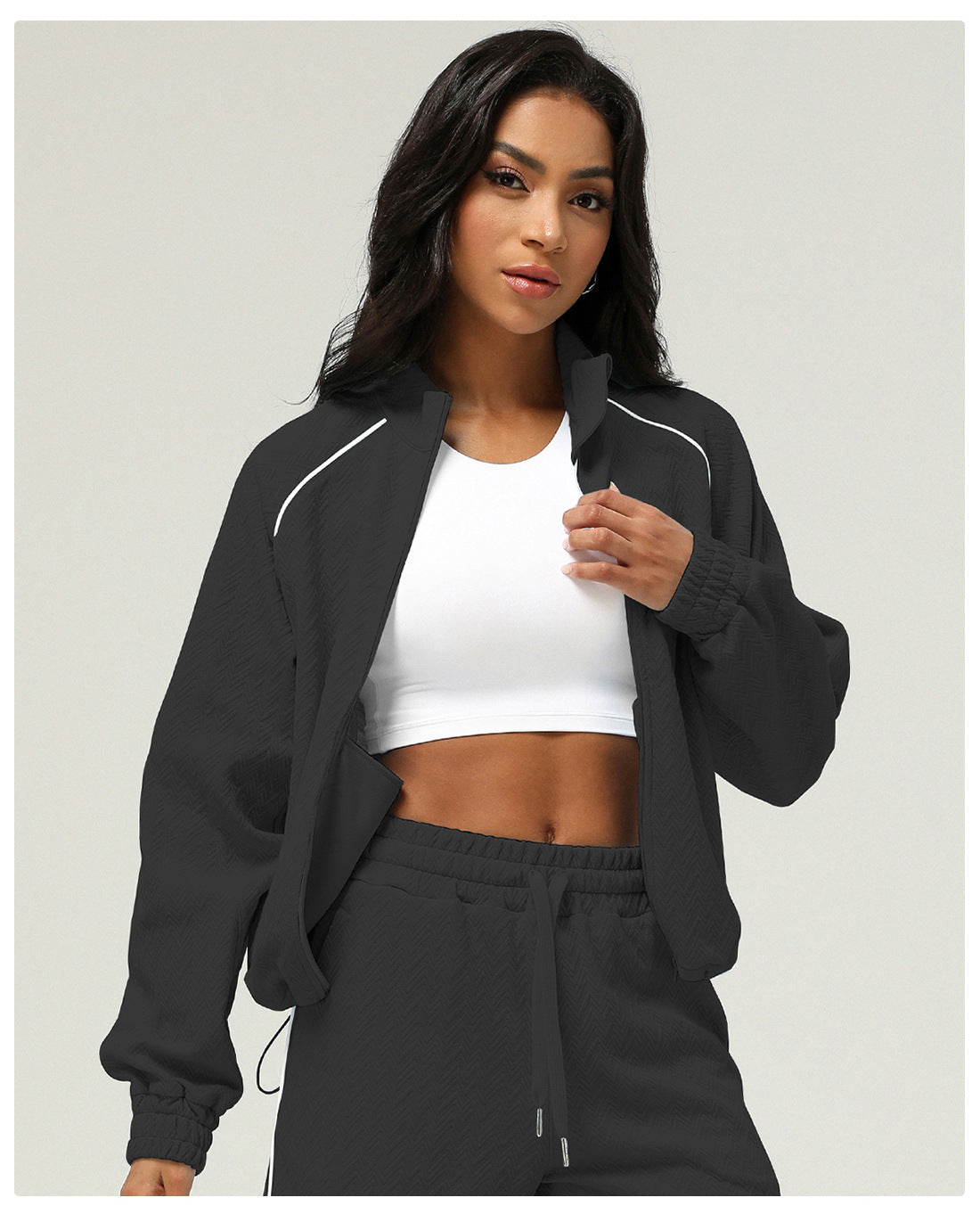 Autumn Winter Sports Casual Stand up Collar Jacket Women High Grade Cardigan Sweater Outdoor Workout Top Zipper Coat