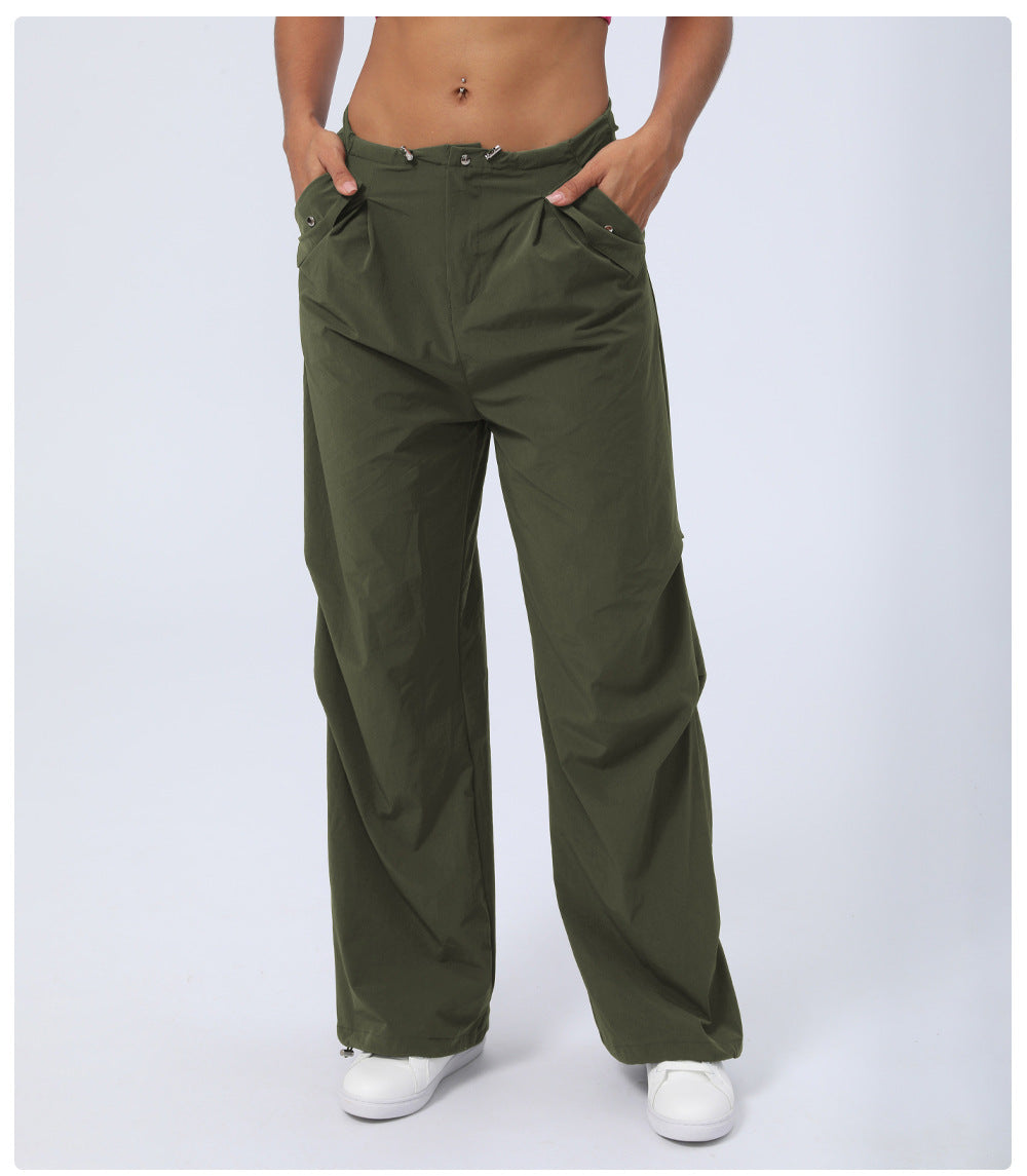 Autumn Winter High Waist Quick Drying Sports Trousers Women Ankle Banded Pants Loose Straight Paratrooper Pants Casual Working Pants