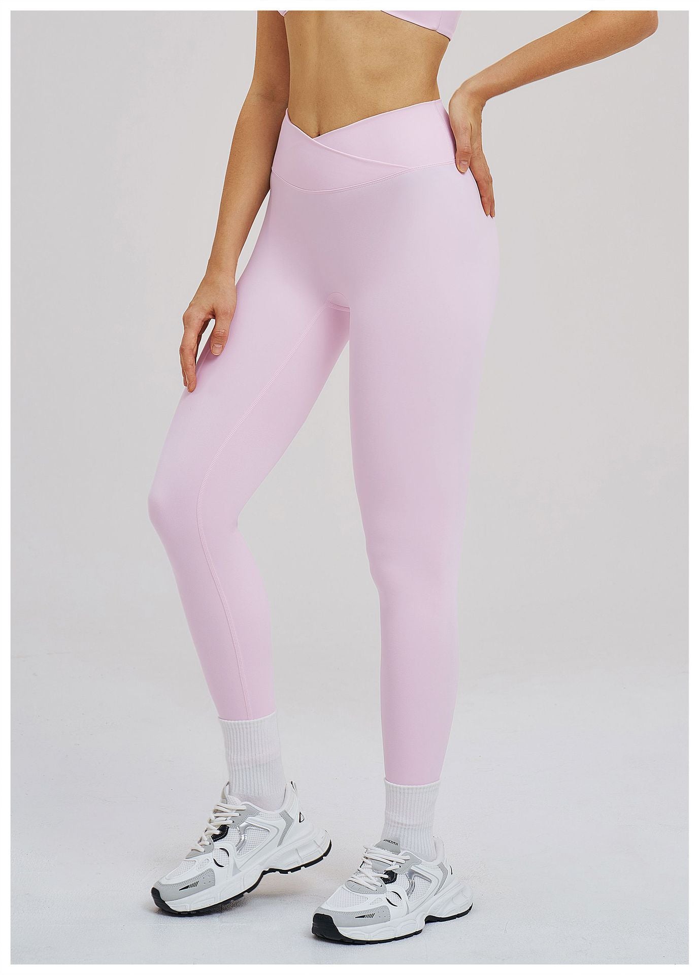 Brushed Yoga Trousers Cross Waist Skinny Workout Pants Outdoor Cycling Running Trousers