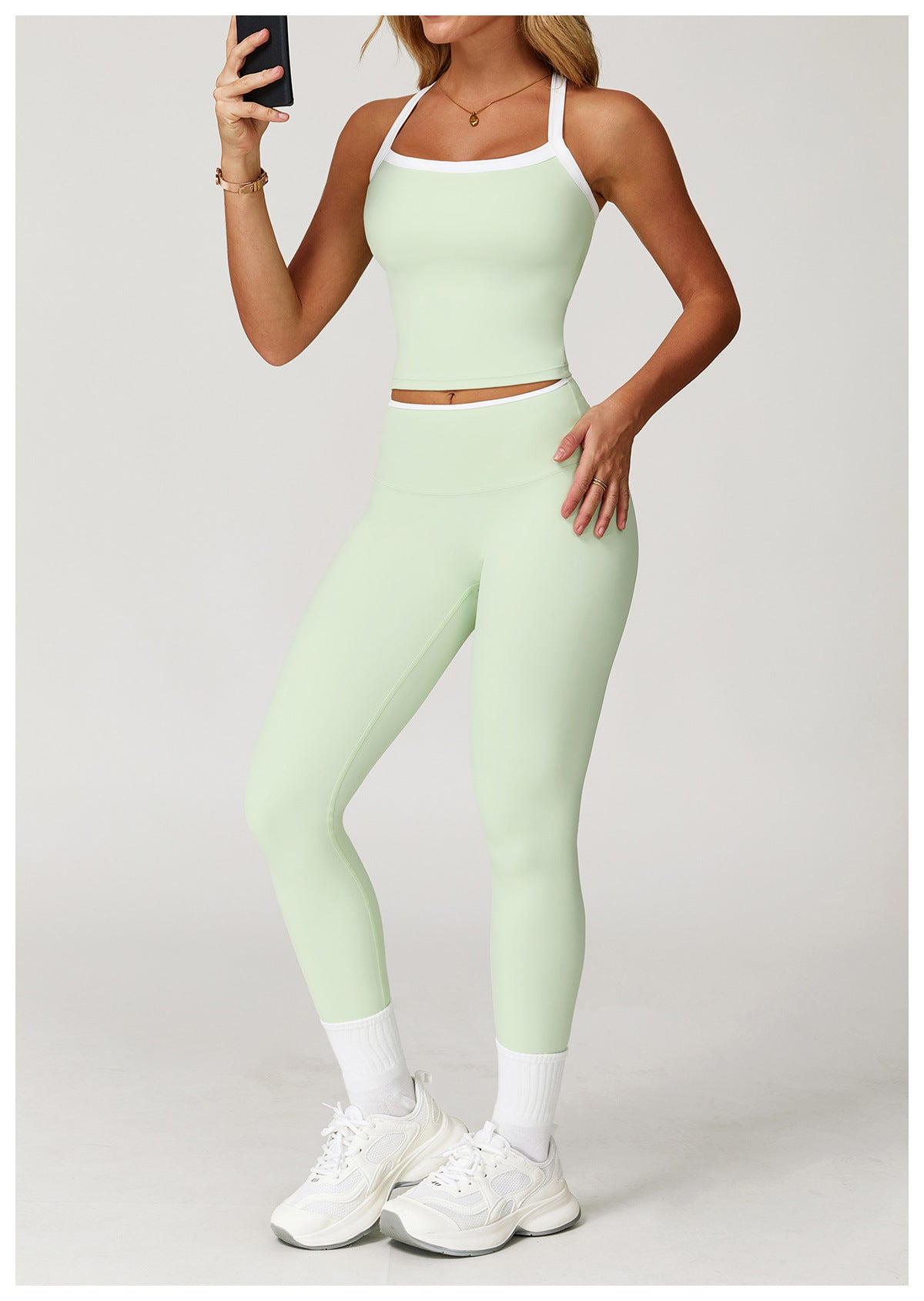 Sollinarry Nude Feel Yoga Pants High Waist Contrast Color Quick Drying Trousers Sports Running Fitness Sports Tights