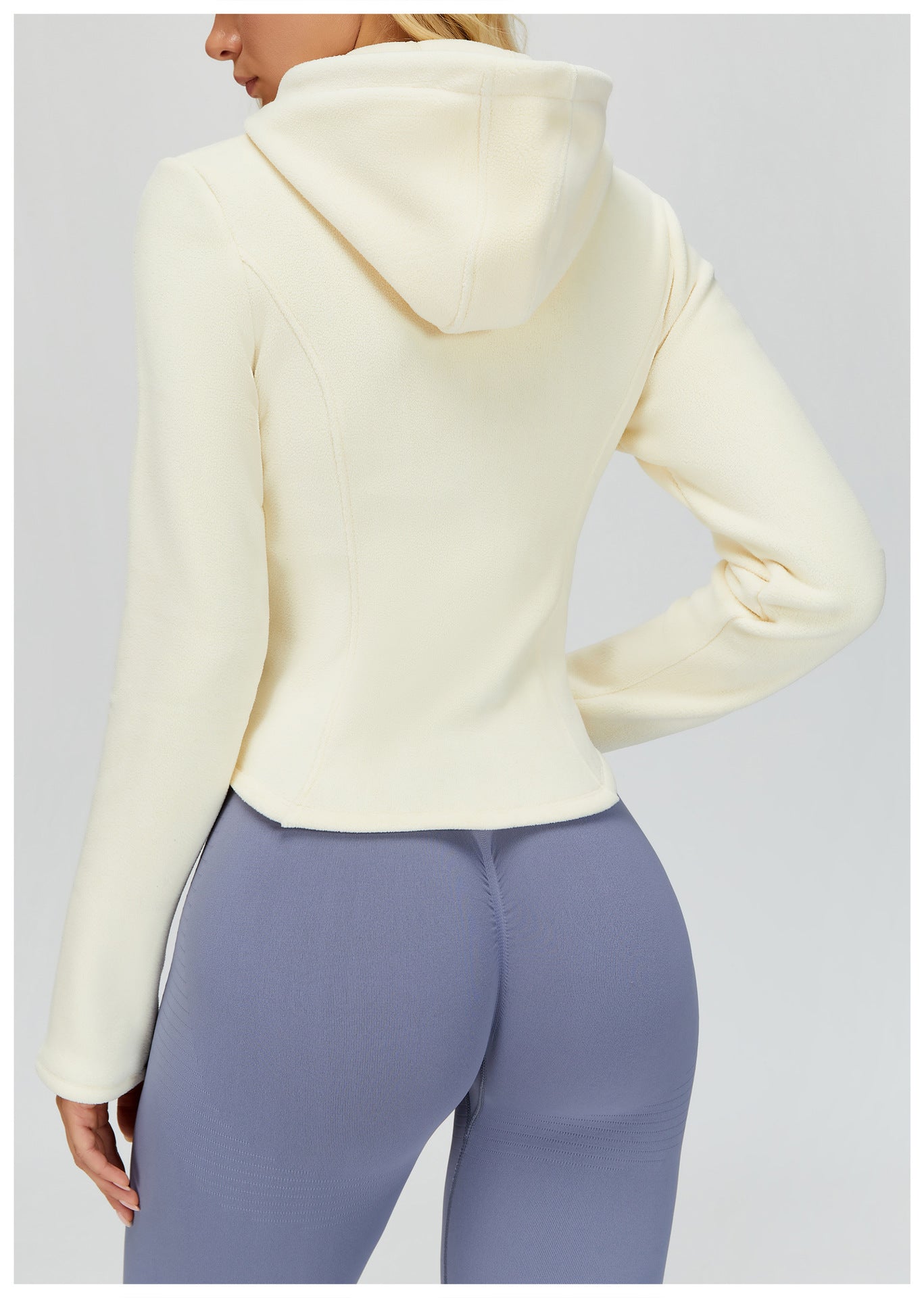 Hooded Jacket Fleece Lined Slim Fit Pocket Zipper Jacket Outdoor Casual Warm Keeping Sports Jacket