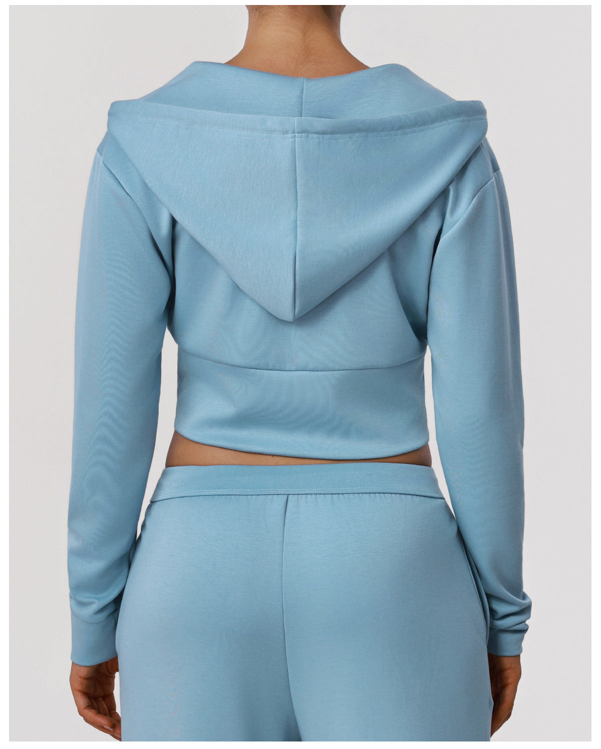 Casual Short Sports Waist Trimming Coat Autumn Winter Zipper Long Sleeve Hooded Sweater Outdoor Riding Running