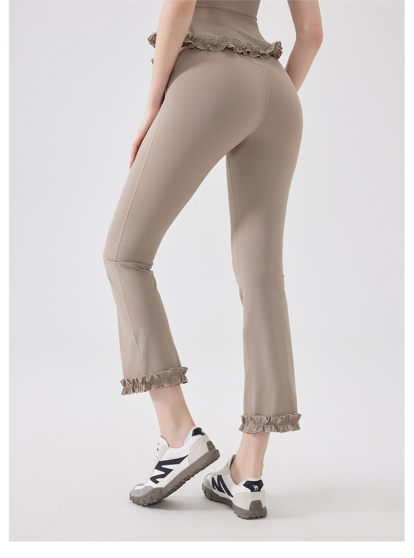 High Waist Lace Slimming Smoke Tube Cropped Pants Slim Fit Yoga Pants Women Hip Lifting Running Workout Pants Fitness Pants