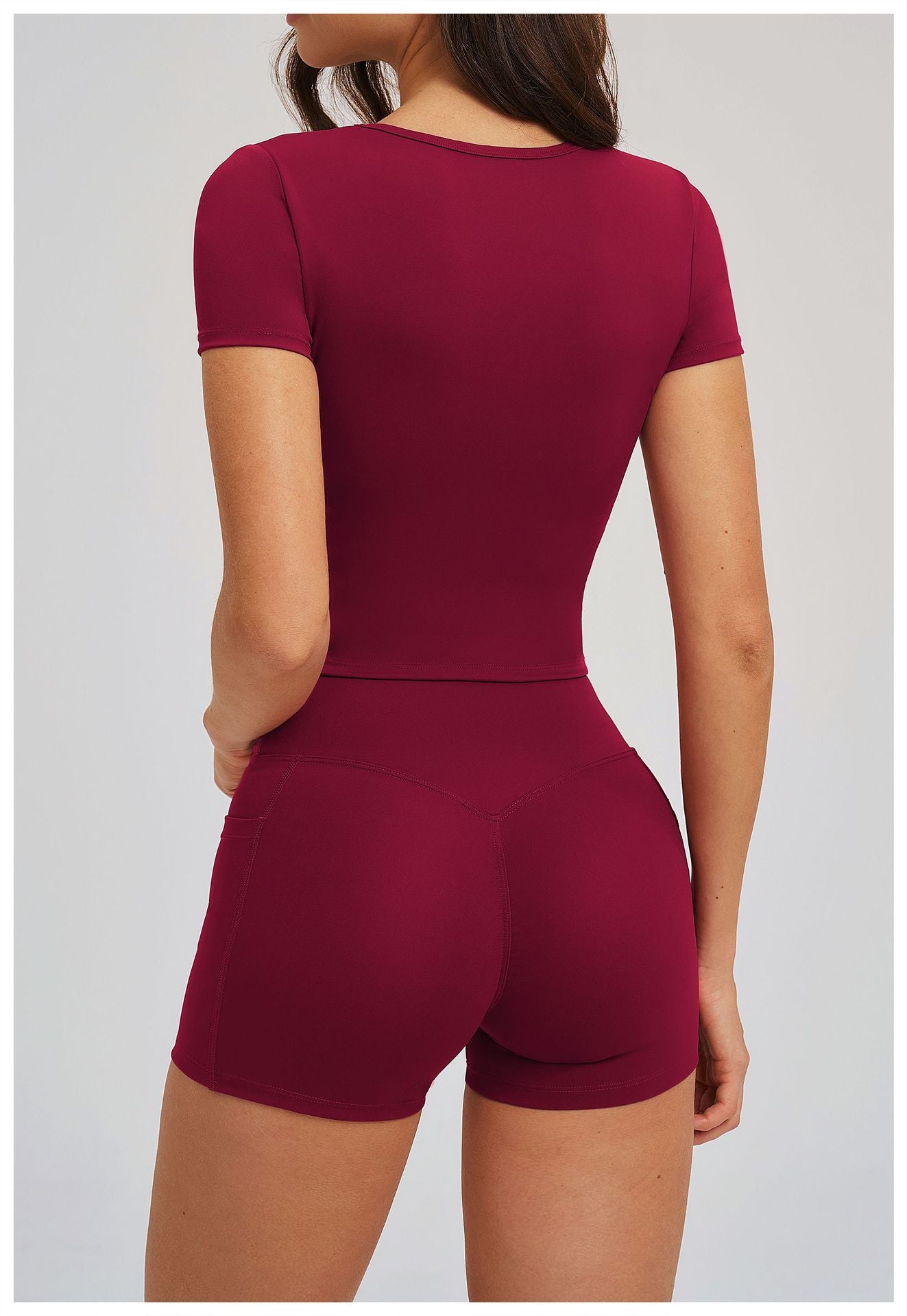 Nude Feel Yoga Short Sleeve Big Neckline Skinny Exercise Top Outdoor Running Fitness Short Sleeve Women