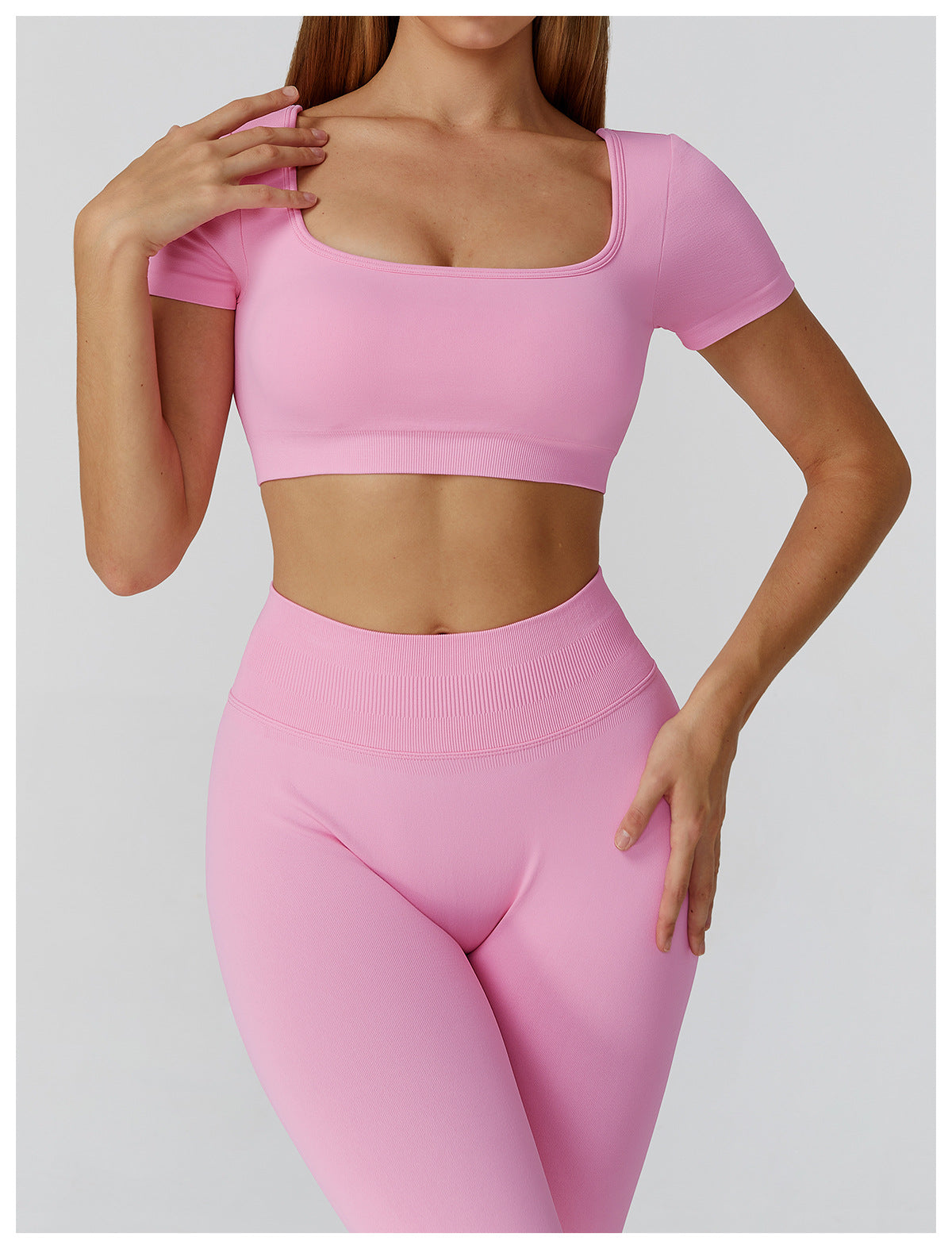Autumn Winter Seamless Yoga Clothes for Women Hollow Out Cutout-out Beauty Back Slim Fit Yoga Short Sleeve Outdoor Running Top