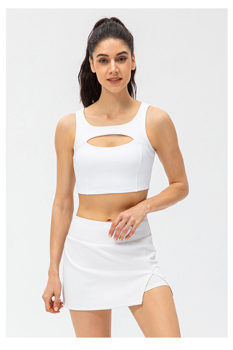 Spring Summer Women Yoga Workout Bra Hollow Out Cutout Out Sexy With Breast Pad Shockproof Running Exercise Underwear Vest