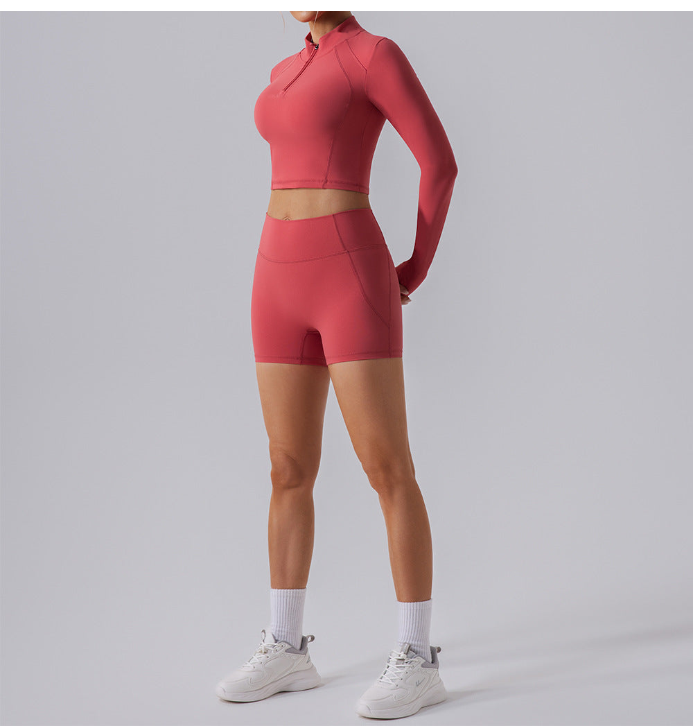Half Long Sleeve Zipper Yoga Clothes Skinny Running Sports Outdoor High Strength Quick Drying Yoga Jacket Women