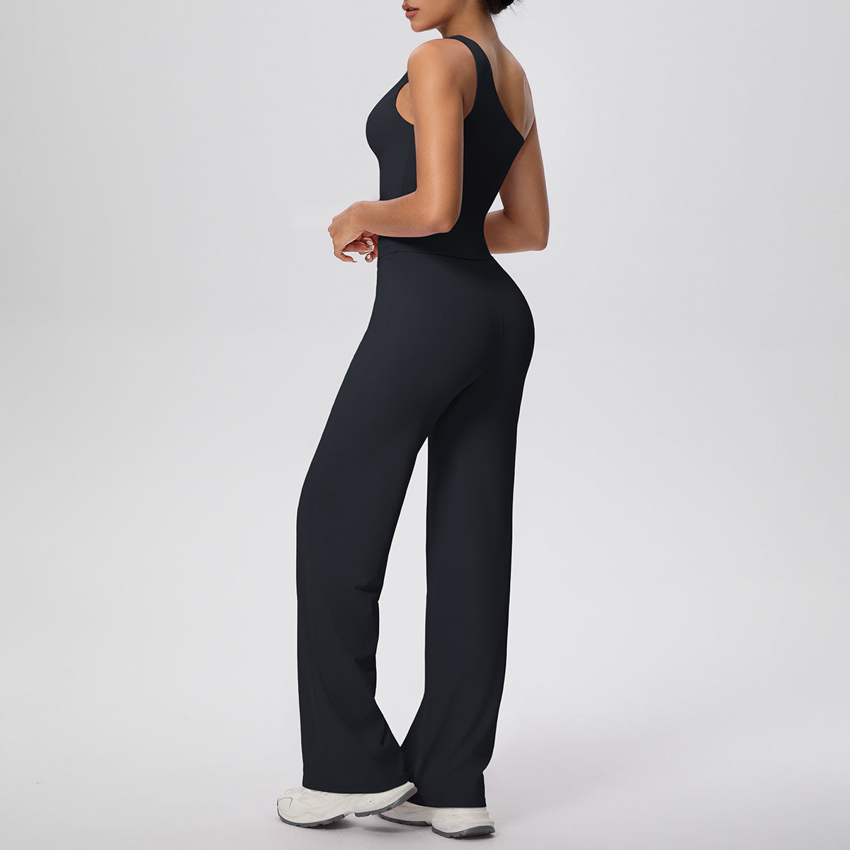 Cloud Sense Oblique Shoulder Waist Yoga Vest Yoga Pants Running Baggy Straight Trousers Fitness Yoga Wear Two Piece Sets