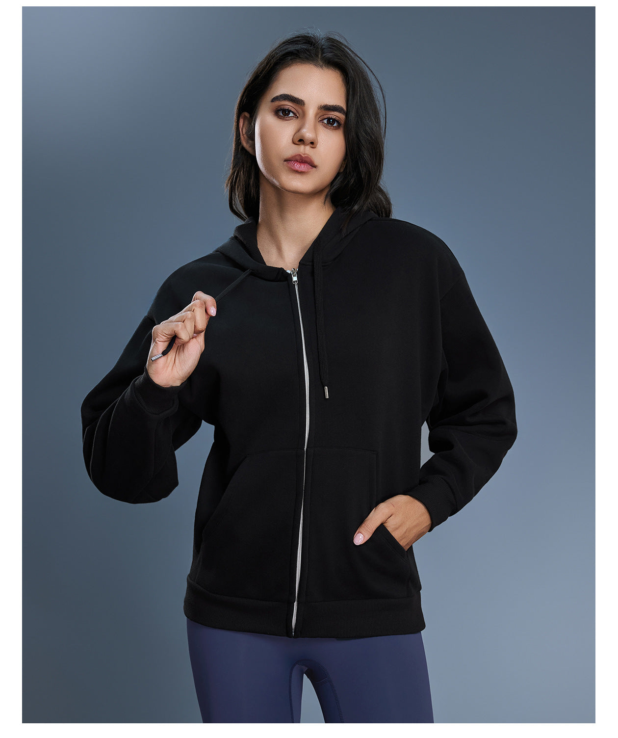Autumn Winter Hooded Sweatshirt Women Windproof Warm Loose Slimming Casual Zipper Cardigan Outerwear