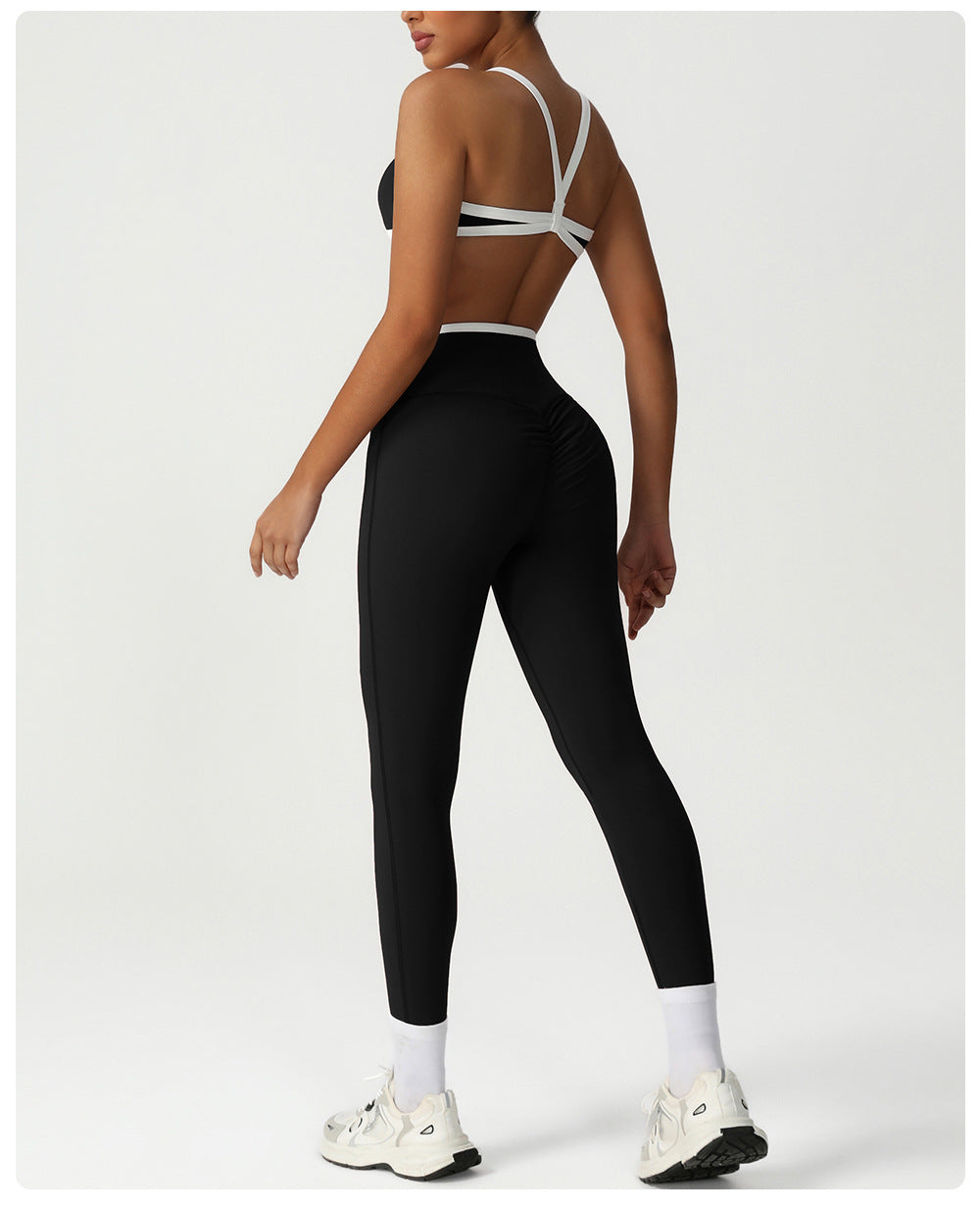 Nude Feel Skinny Yoga Pants Peach Hip Cross High Top Sports Ankle Length Pants Training Running Quick Drying Fitness Pants