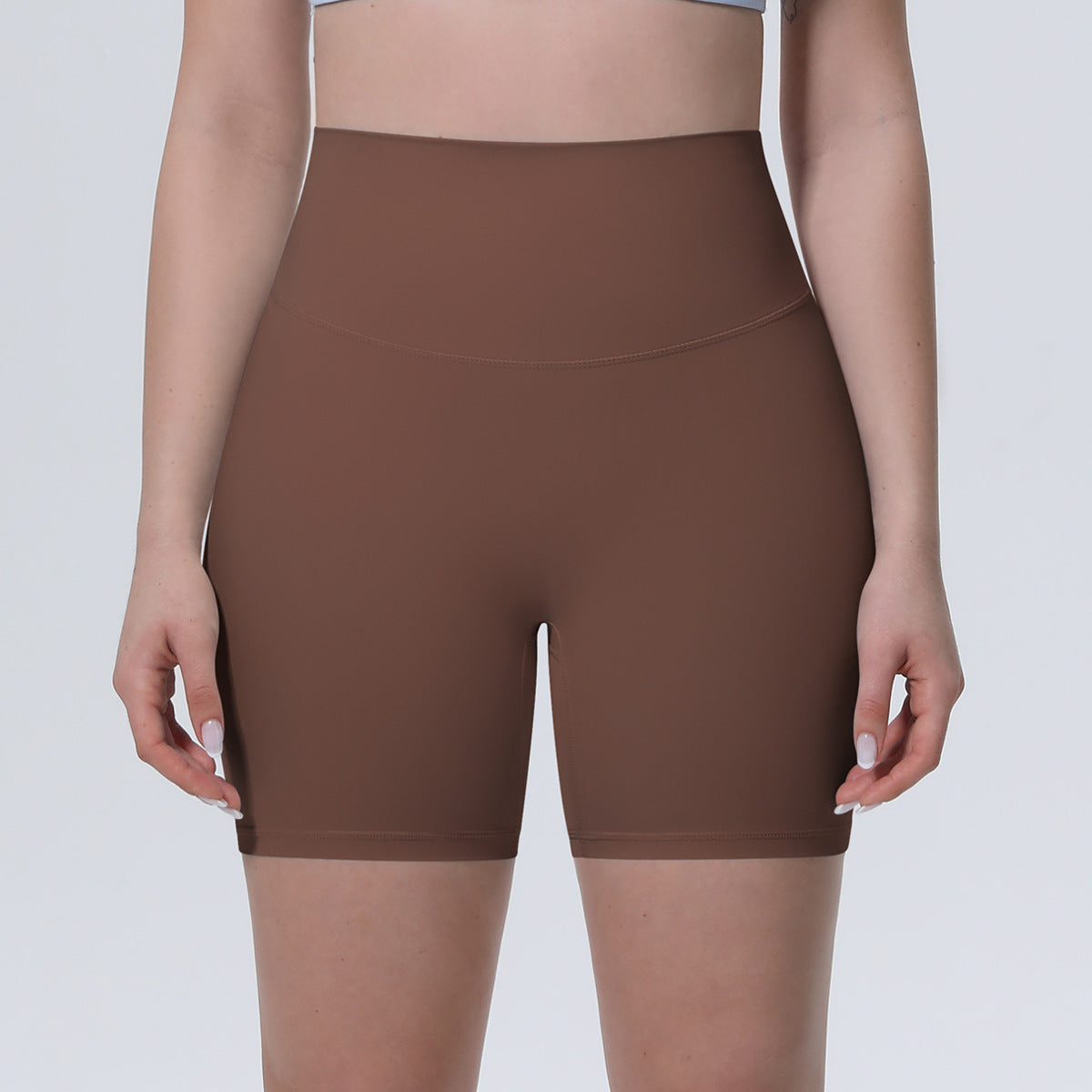 Nude Feel Yoga Pants Women High Waist Breathable Belly Contracting Fitness Shorts Peach Hip Tight Exercise Shorts