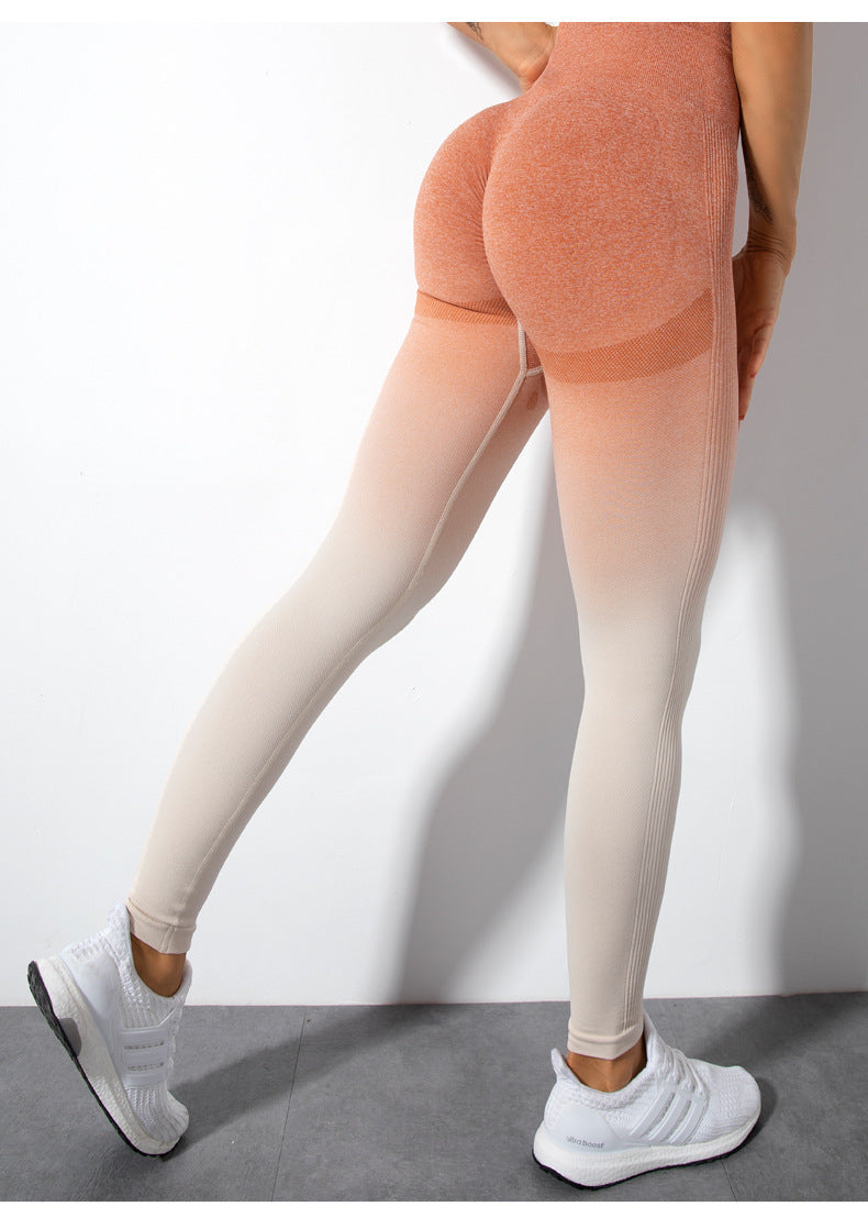 Spring Yoga Pants Women Gradient Hanging Dyed Peach Hip Sports Trousers Fitness Body Shaping Seamless Pants
