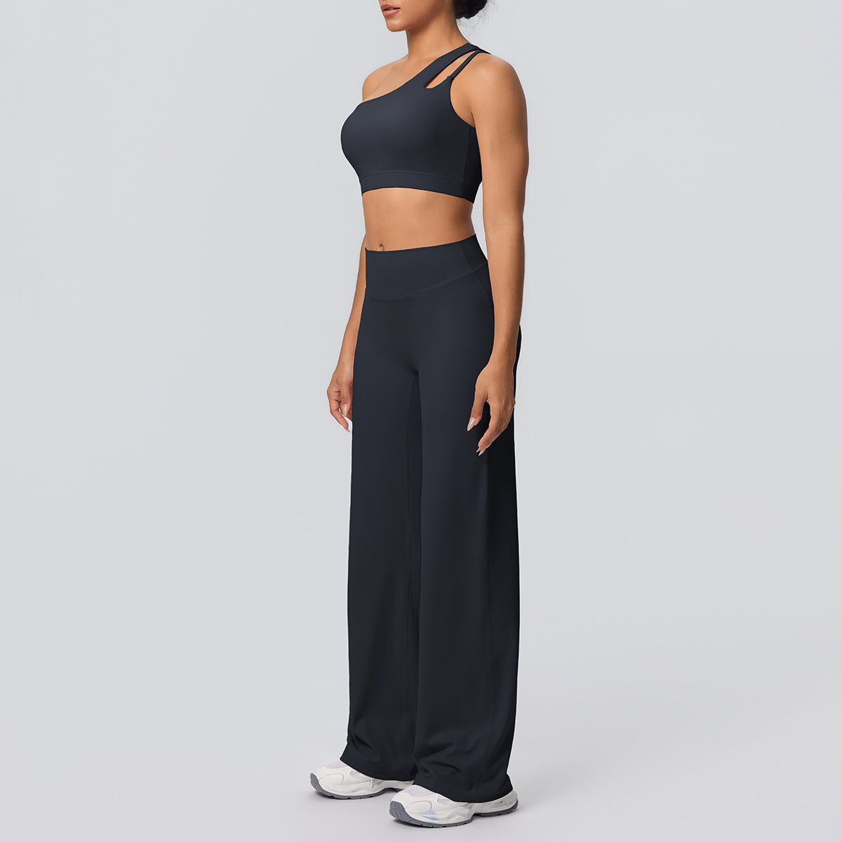 Oblique Shoulder Backless Bra Nude Feel Sports Vest Running Yoga Pants Fitness Straight-Leg Pants Yoga Set Women