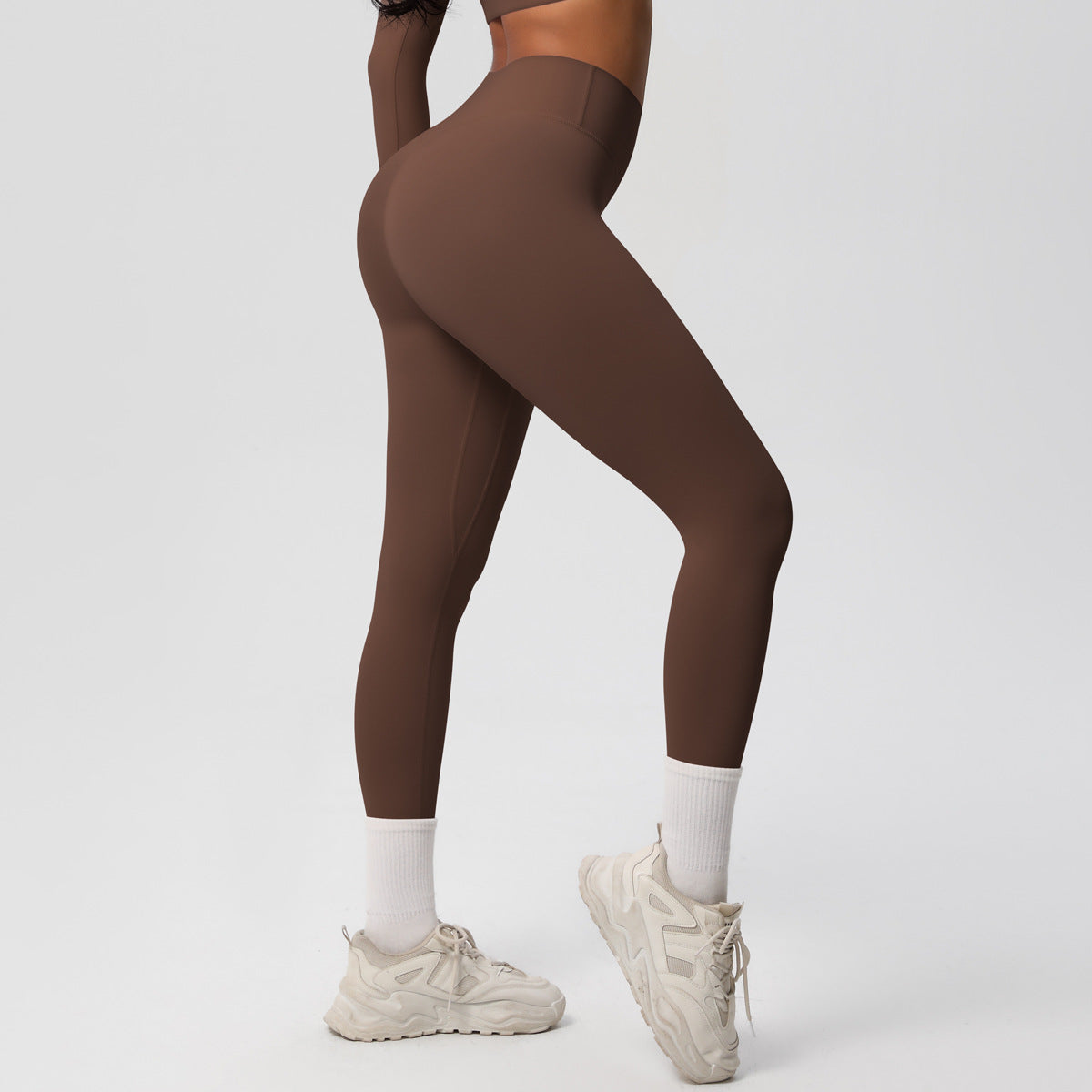 High Waist Nude Feel Skin Friendly Tights Running Exercise Workout Pants Pilates Sexy Slim Solid Color Yoga Pants