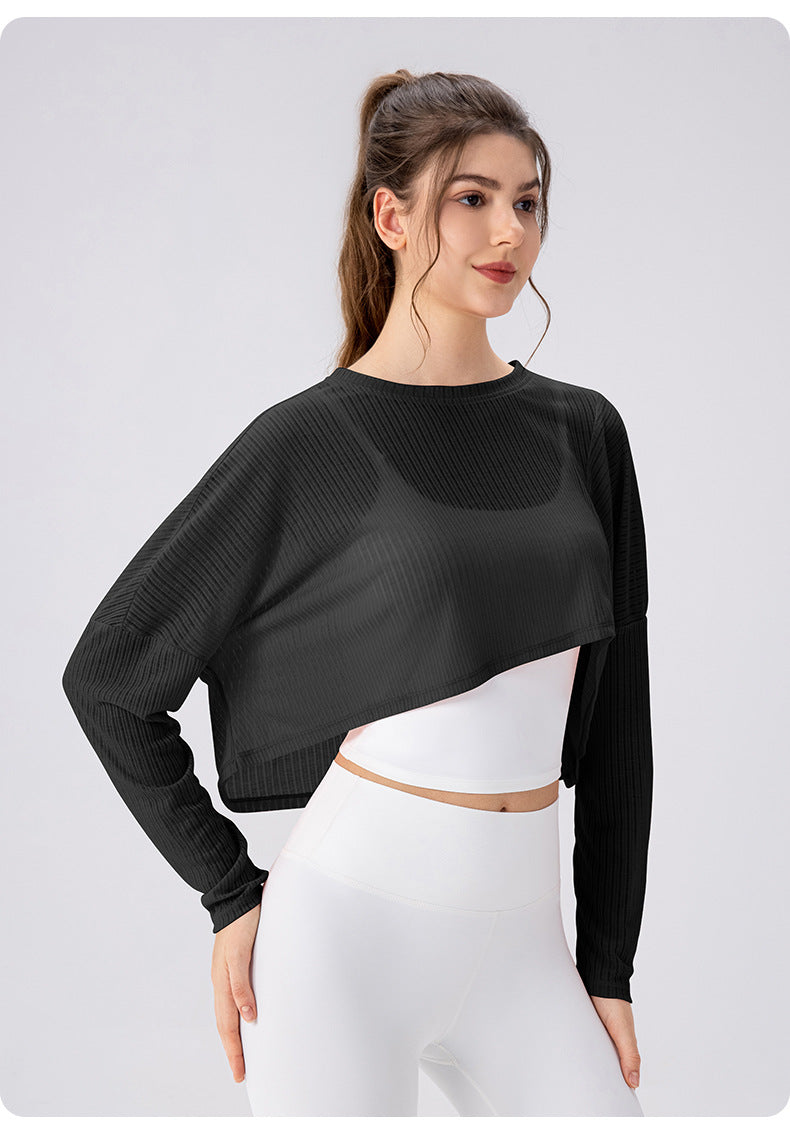 Women Yoga Blouse Long Sleeve Lightweight Breathable Workout Top Loose Outdoor Running Casual Sports Blouse