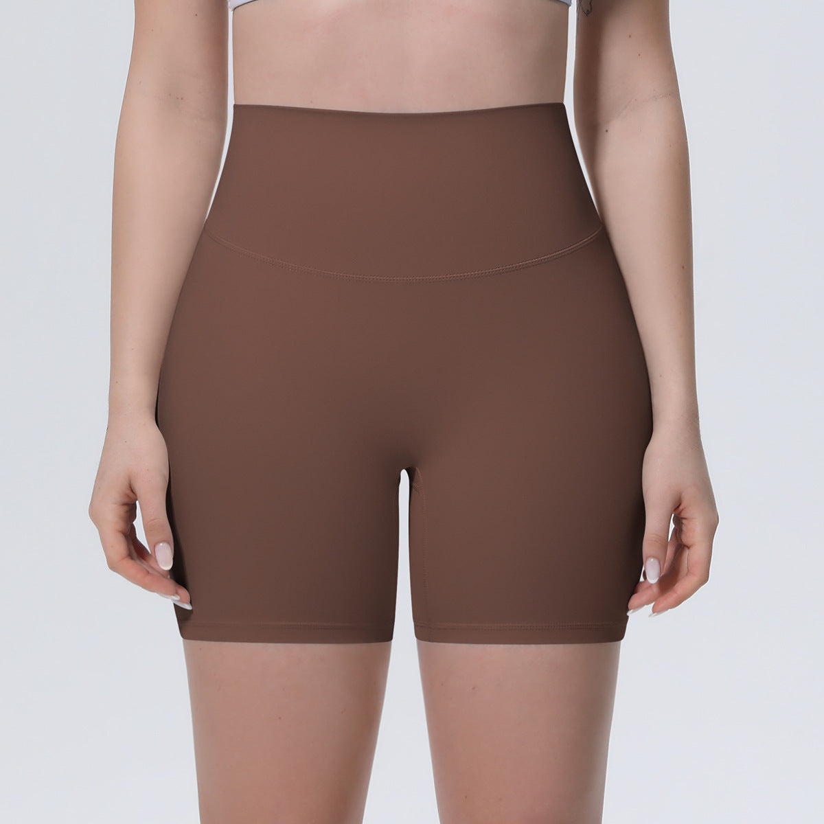 Nude Feel Yoga Pants Women High Waist Breathable Belly Contracting Fitness Shorts Peach Hip Tight Exercise Shorts