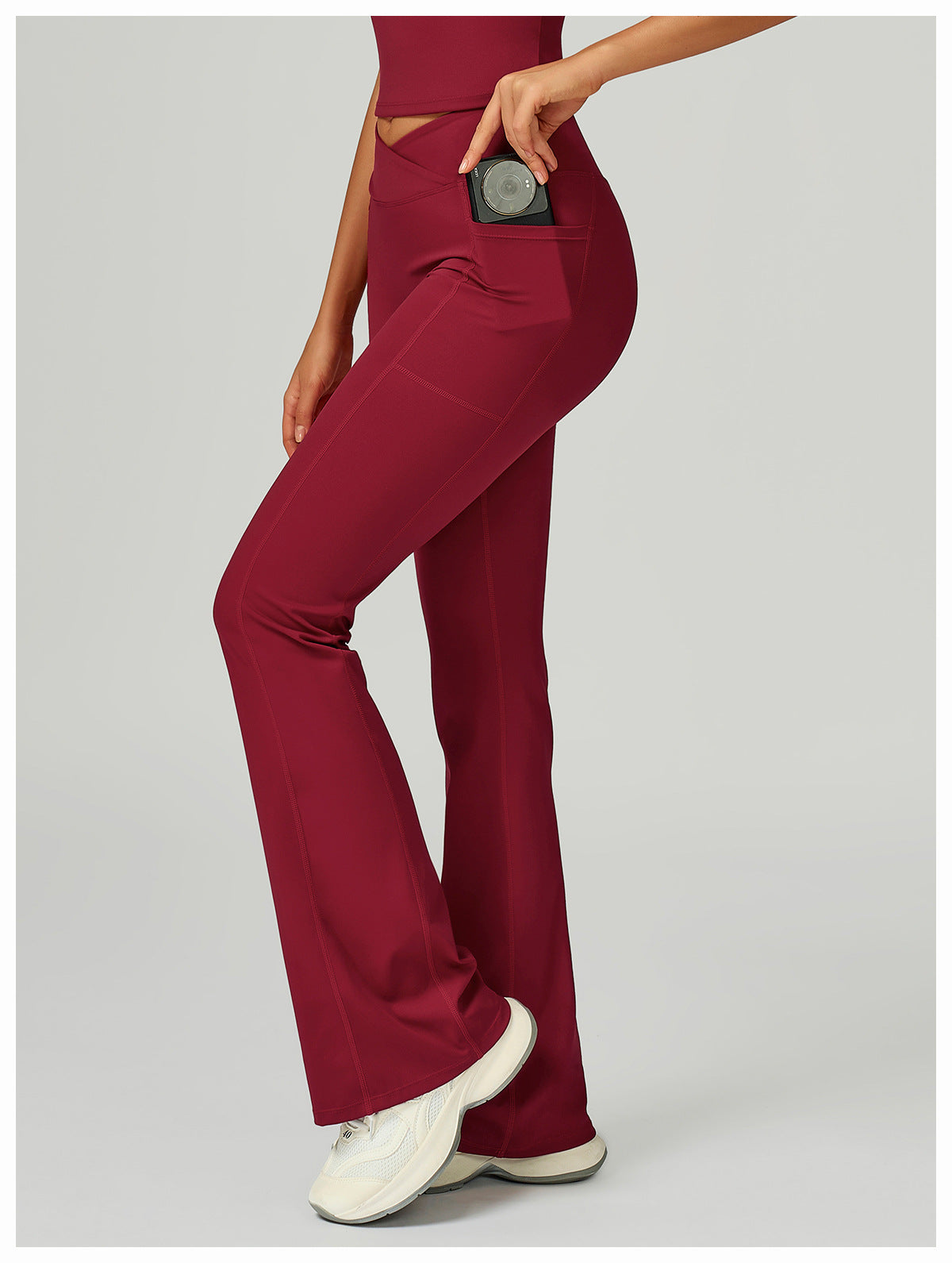 High Waist Nude Feel Bell Bottom Pants Women Cross Waist Wide Leg Bootcut Trousers Outdoor Casual Sports Bell Bottom Pants