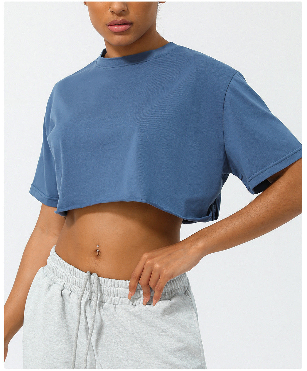 Spring Summer Dance Running Sports Short Sleeve Yoga Suit Women Casual All Matching Workout Top Loose Exercise T Shirt Women