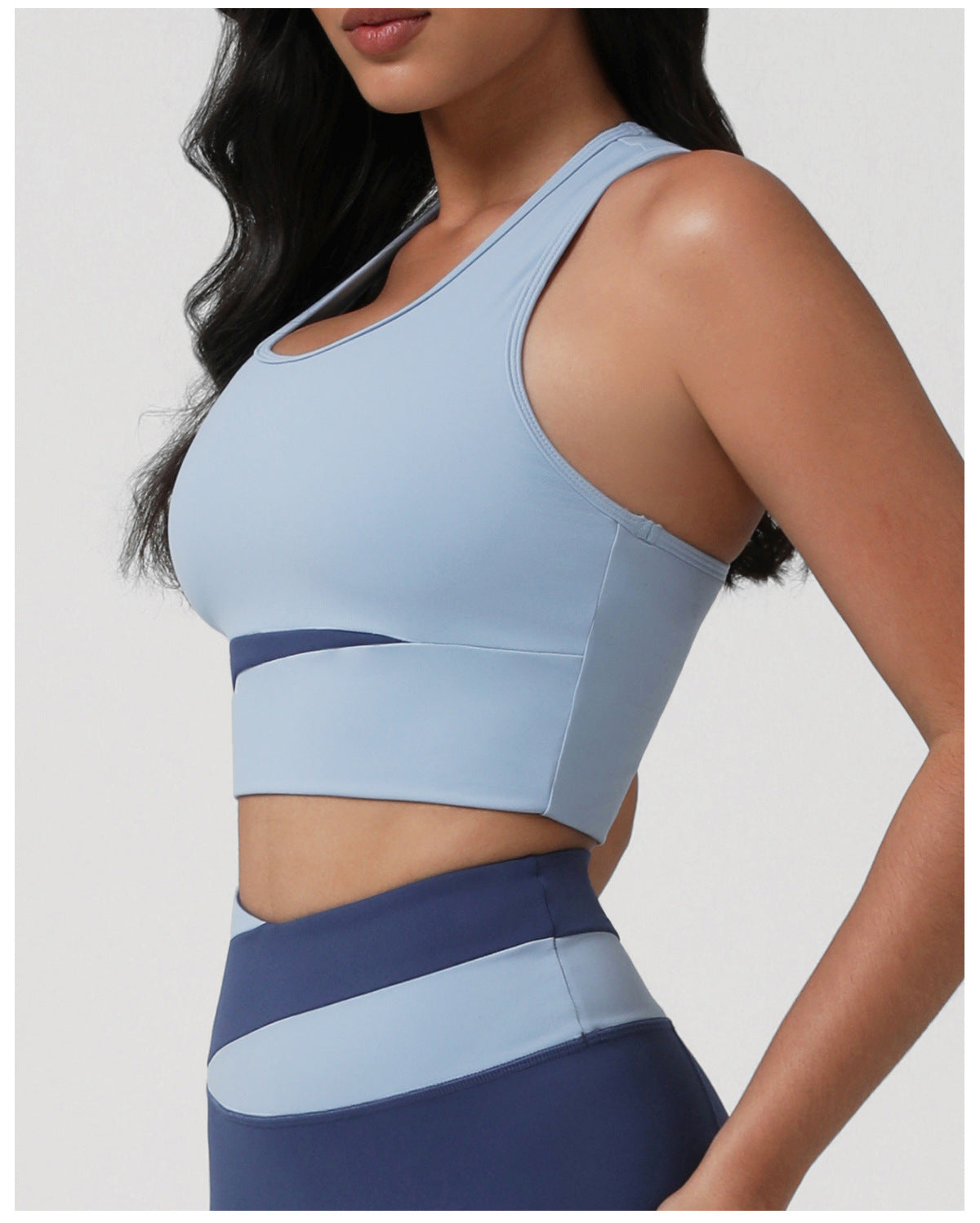 High Strength Shockproof Yoga Bra Contrast Color H Shaped Beauty Back Fitness Vest with Chest Pad Running Sports Bra