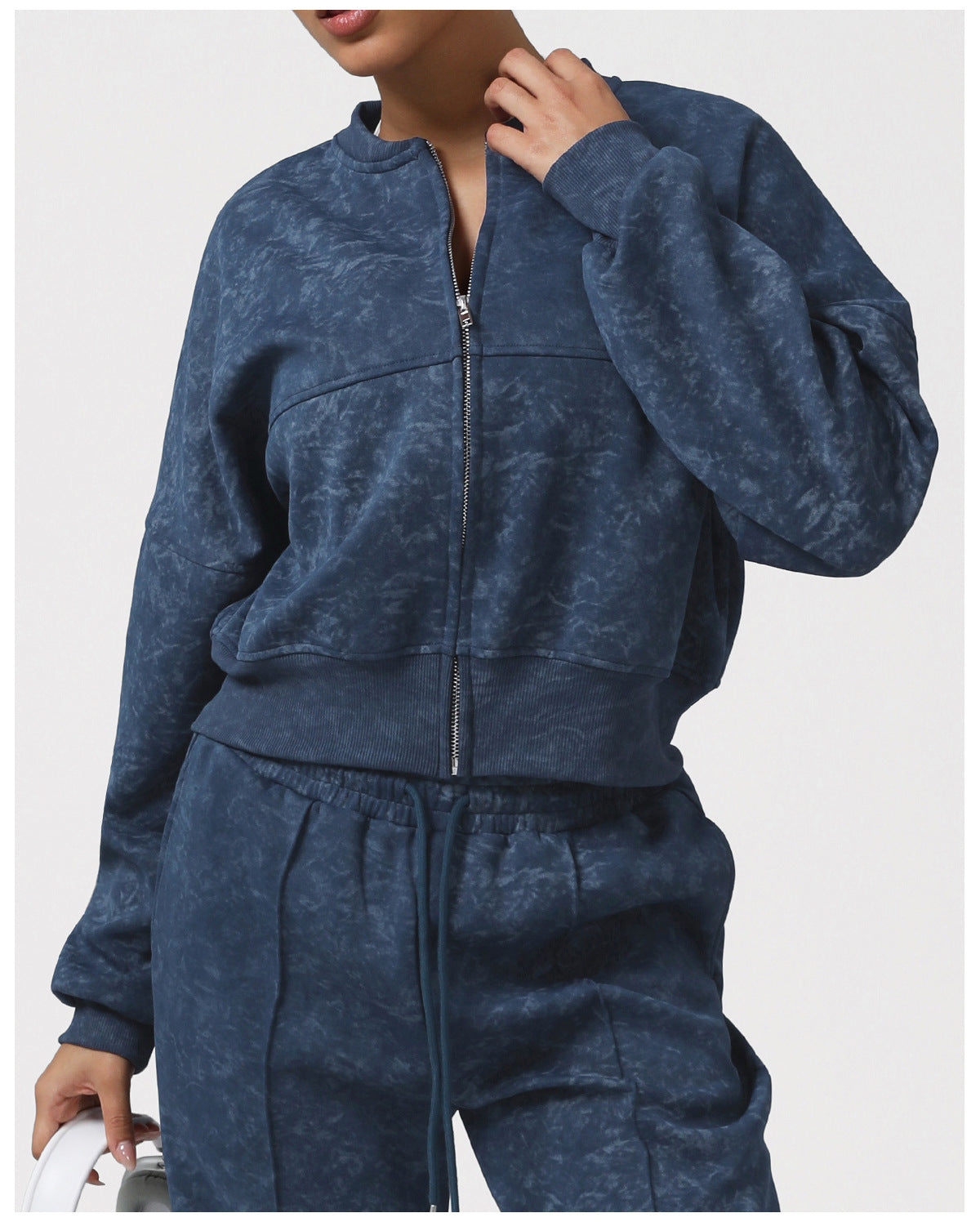 Printed Sport Cardigan Sweater Women Autumn Winter Zipped Stand Collar Coat Outdoor Running Fitness Clothes