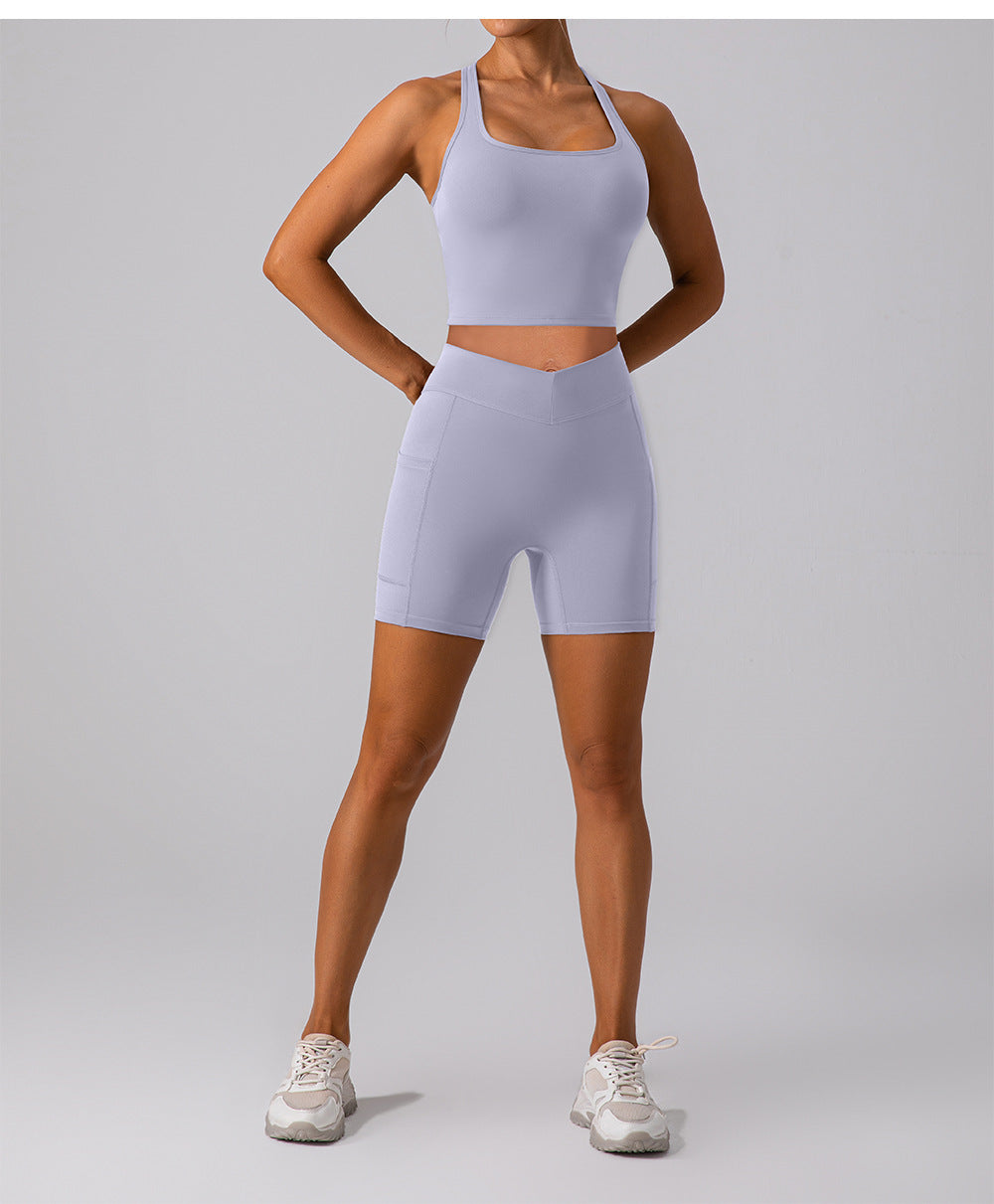 High Waist Hip Lift Fitness Shorts No Embarrassment Line Double Sided Brushed Yoga Pants Women Hip Lifting Slim Fit Sports Shorts