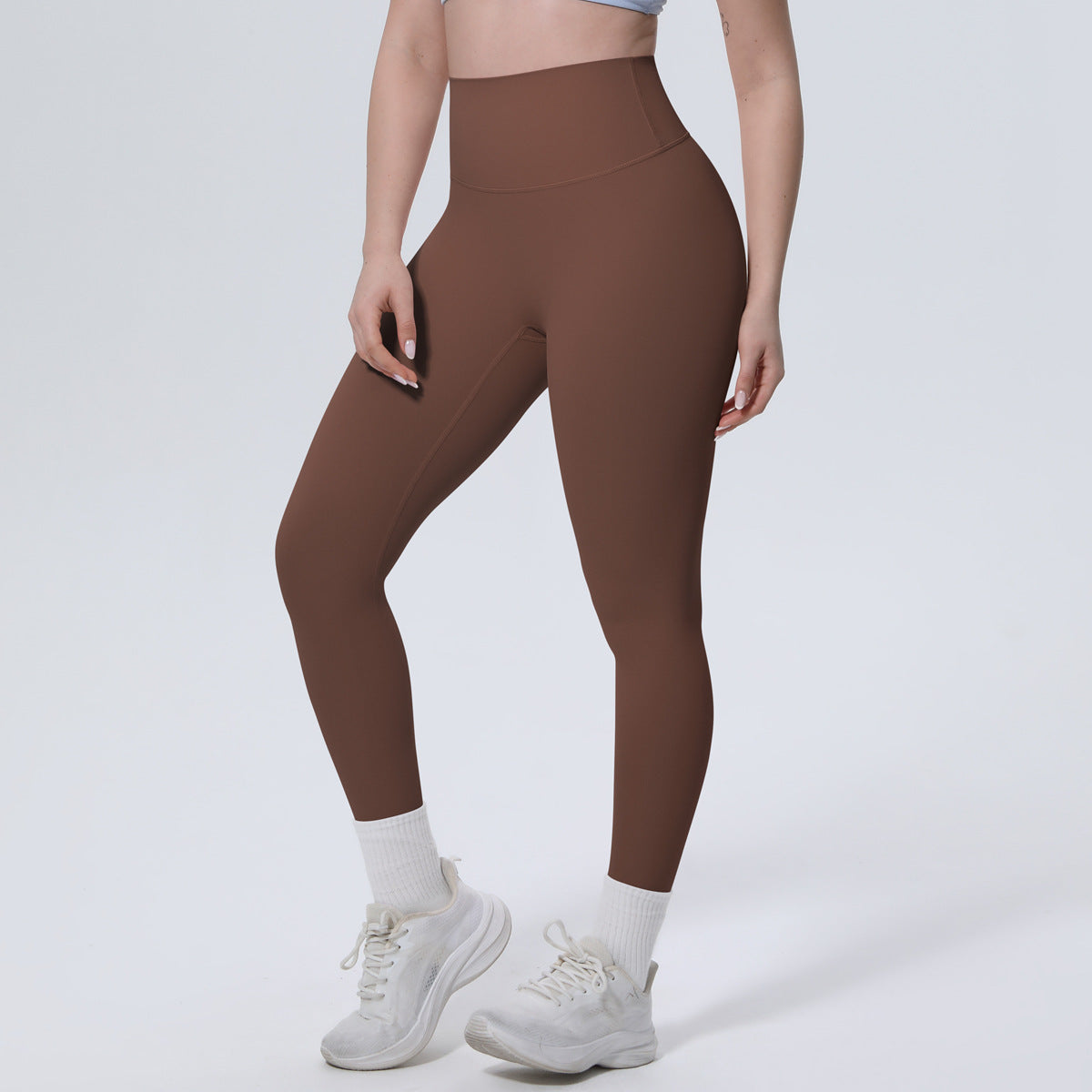 High Waist Nude Feel Tights Running Sports Hip Raise Fitness Pants Pilates Sexy Slim Solid Color Yoga Pants
