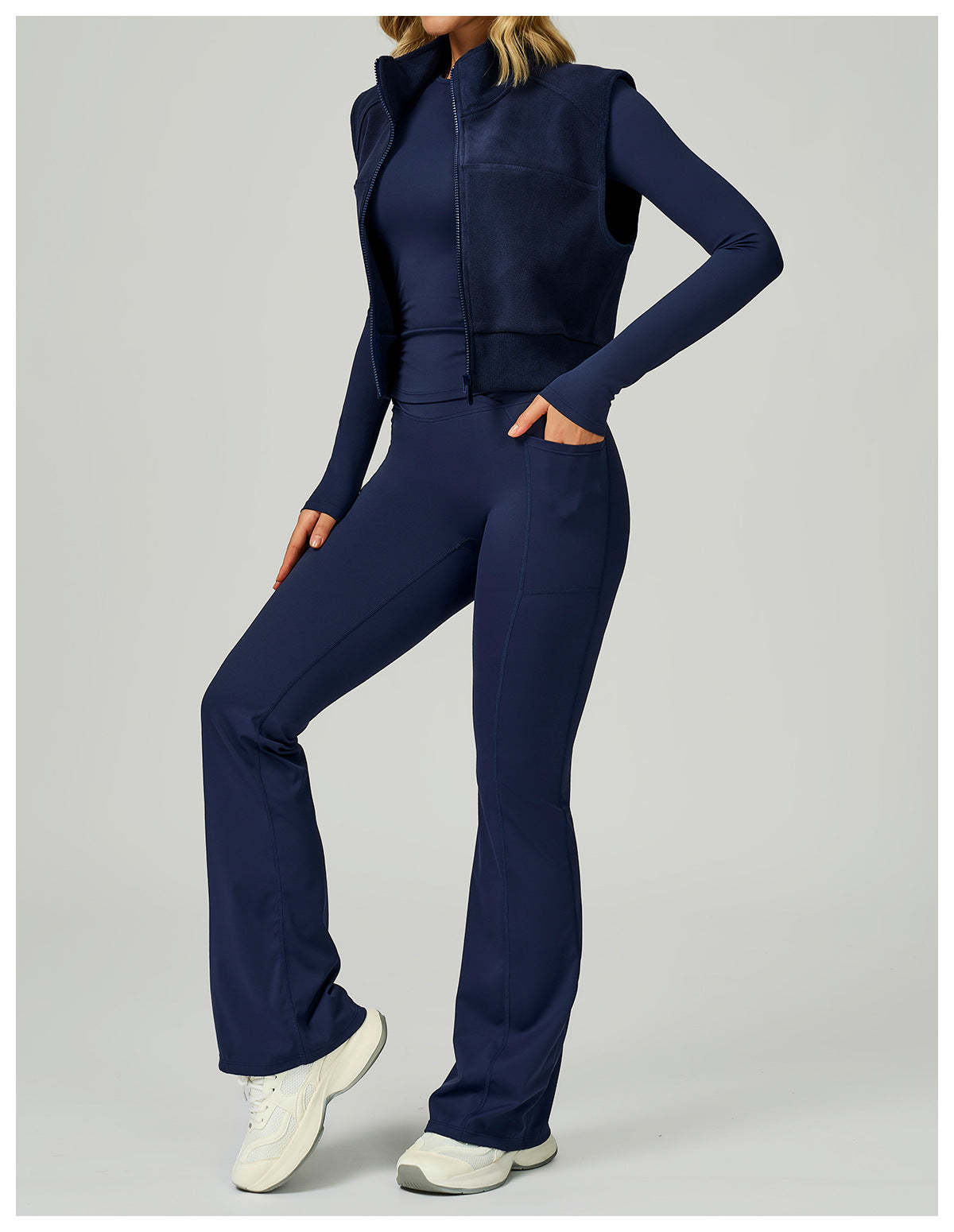 Turtleneck Autumn Winter Velvet Vest Sleeveless Outer Wear Zipper Sports Vest Outdoor Running Top