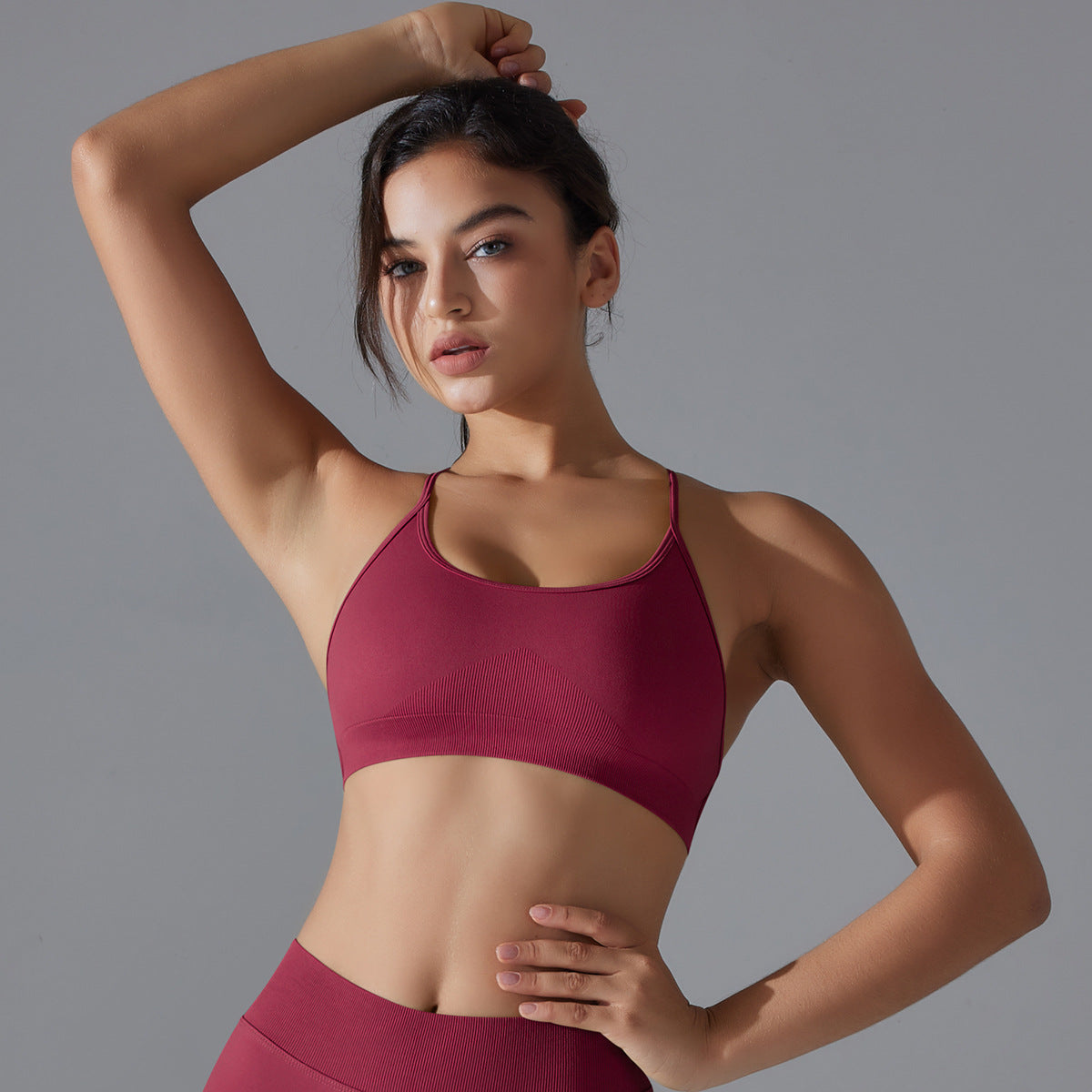Seamless Knitted Yoga Bra Quick Drying Tight Sports Running Fitness Clothes Sling Cross Beauty Back Yoga Clothes