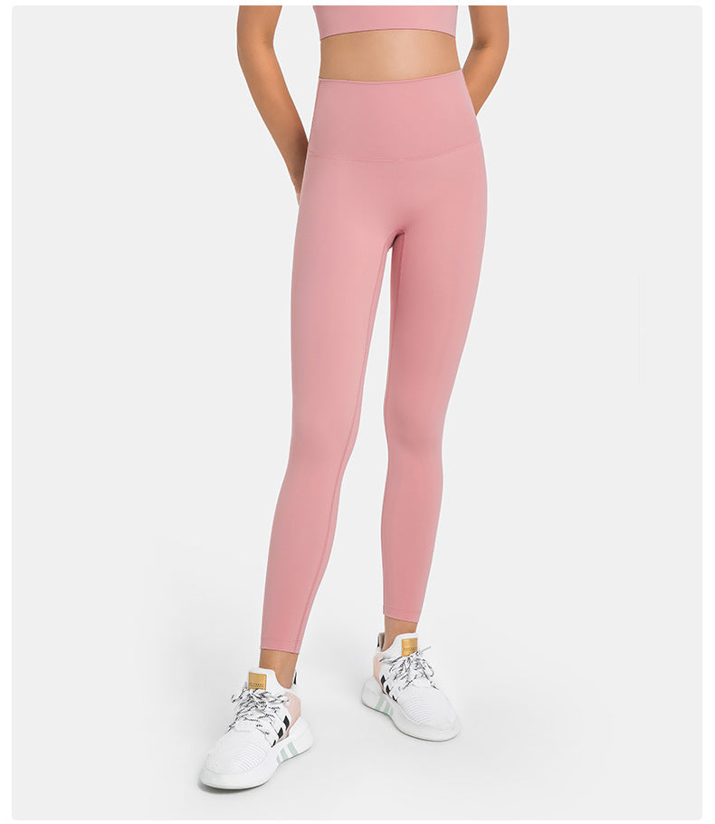 Diqian Non Embarrassing Line Skin Friendly Nude Feel Yoga Pants High Waist Shaping Stretch Sports Ninth Pants Women