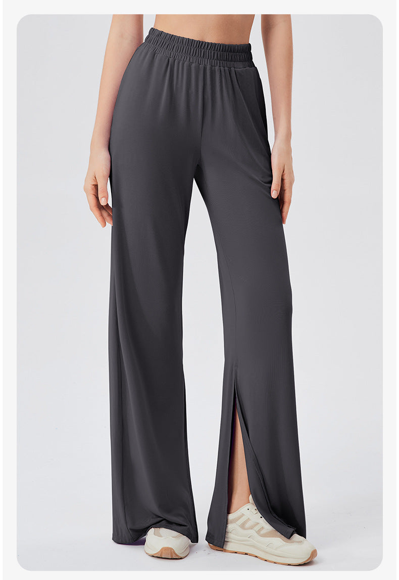 Women Loose Track Pants Modal Cool Breathable Casual Dance Pants High Waist Drooping Split Yoga Trousers