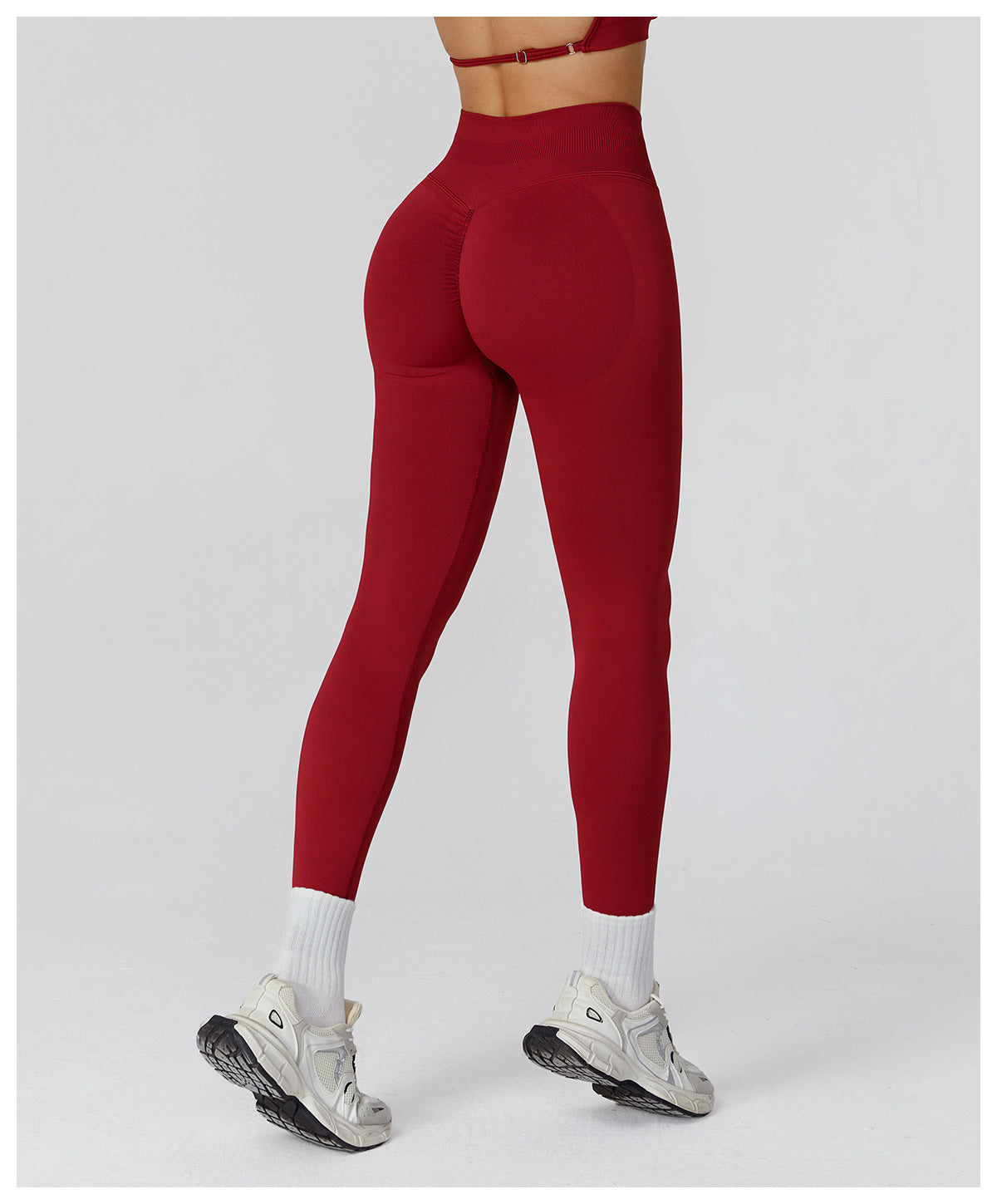 Seamless Tight Yoga Trousers High Waist Pleated Peach Hip Sports Trousers Outdoor Running Fitness Clothes