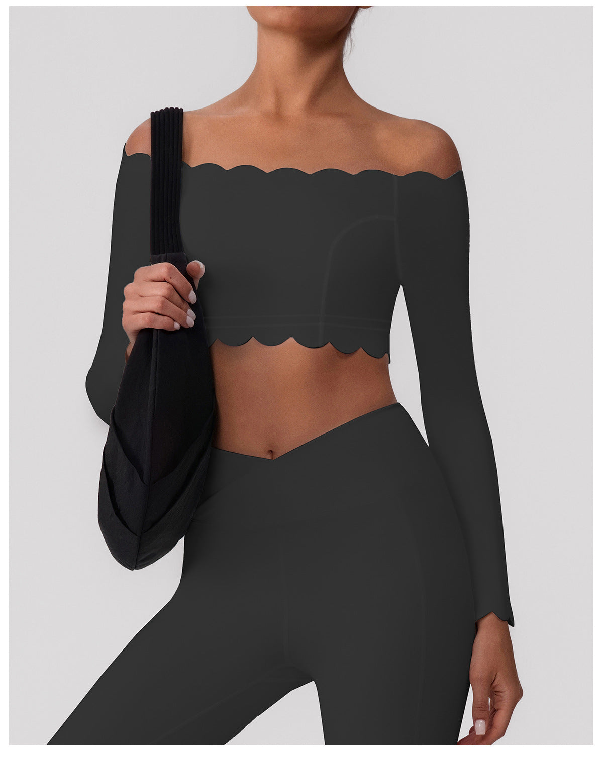 Lace Yoga Jacket Women Fitness off Shoulder Long Sleeved T shirt Casual Sports Slim Fitting Top with Pad