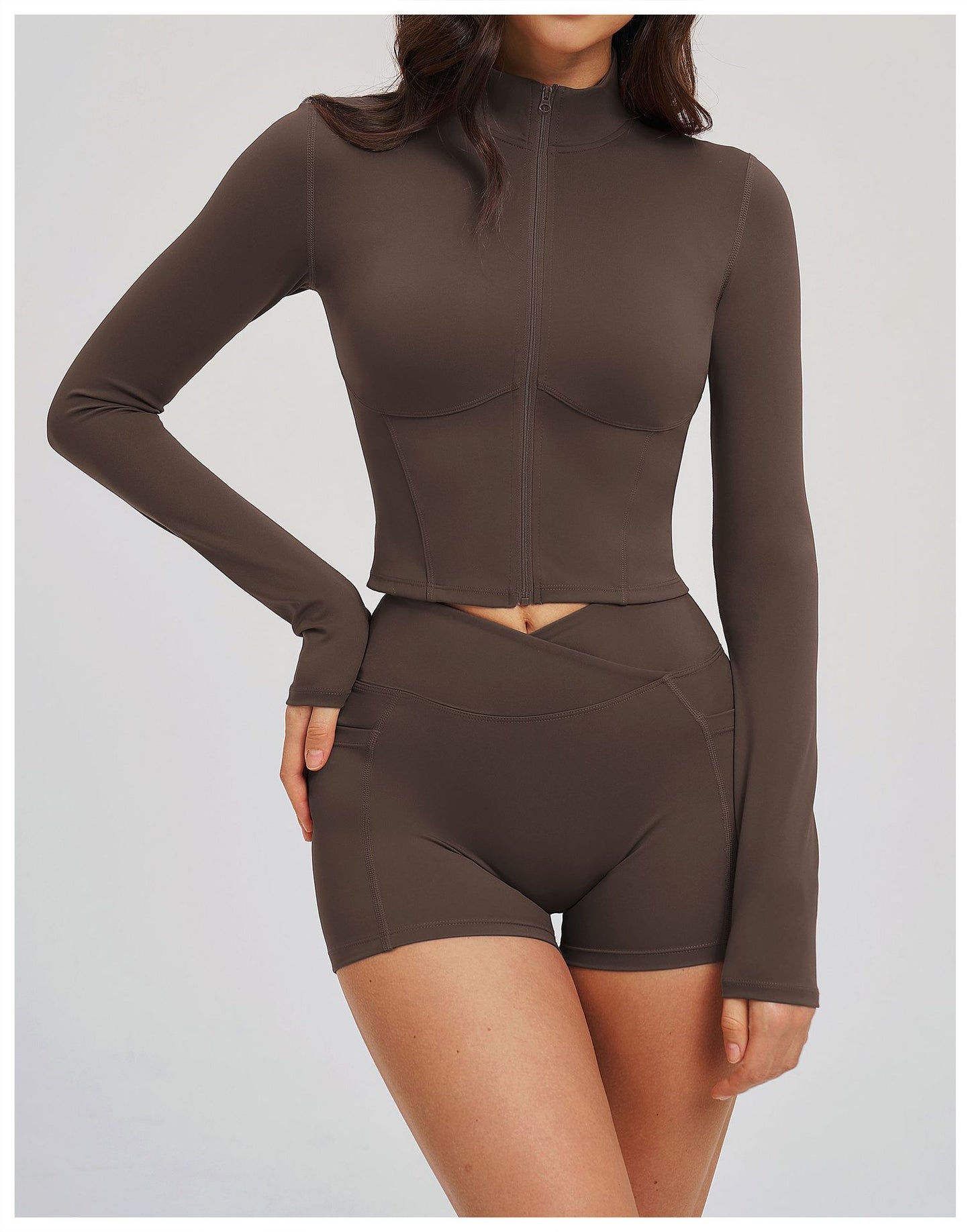 Nude Feel Yoga Jacket Stand Collar Zipper Skinny Jacket Outdoor Running Sports Casual Top