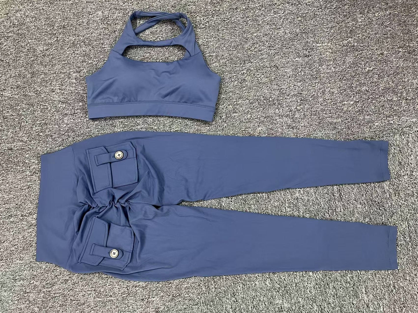 Autumn Sand Winter Pocket Nude Feel Tight Yoga High Waist Quick Drying Running Sports Workout Clothes Two Piece SetS