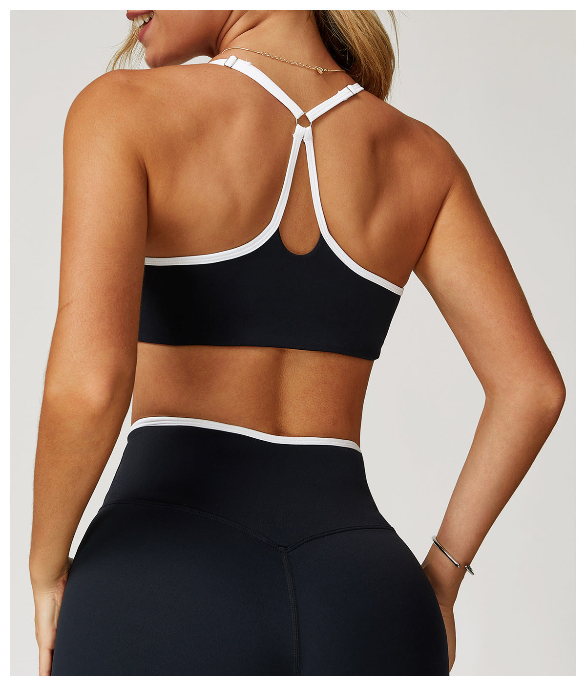 Sollinarry Nude Feel Yoga Bra Hollow Out Cutout out Beauty Back Contrast Color Quick Drying Bra Sports Running Workout Underwear