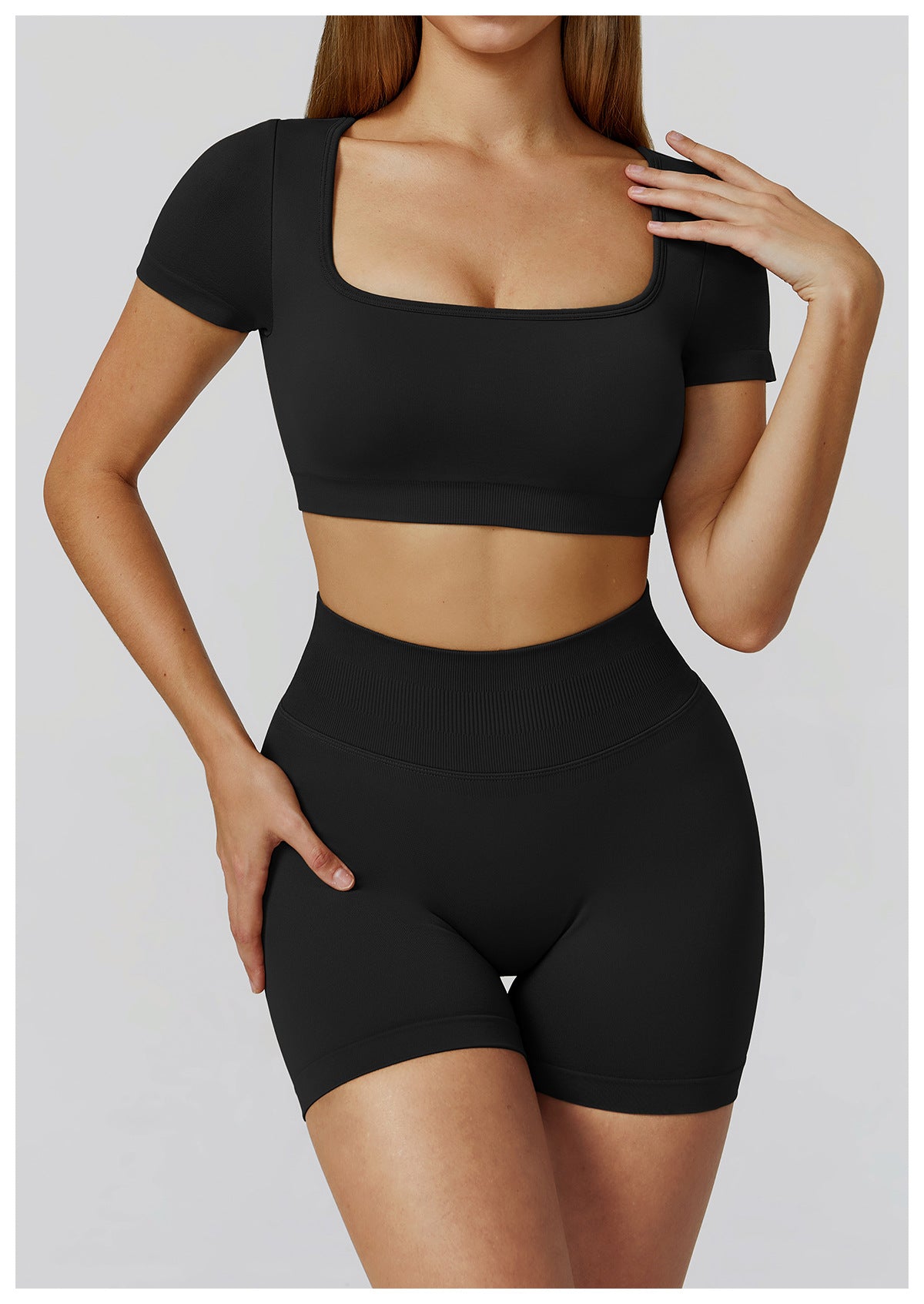 Autumn Winter Seamless Yoga Clothes for Women Hollow Out Cutout-out Beauty Back Slim Fit Yoga Short Sleeve Outdoor Running Top